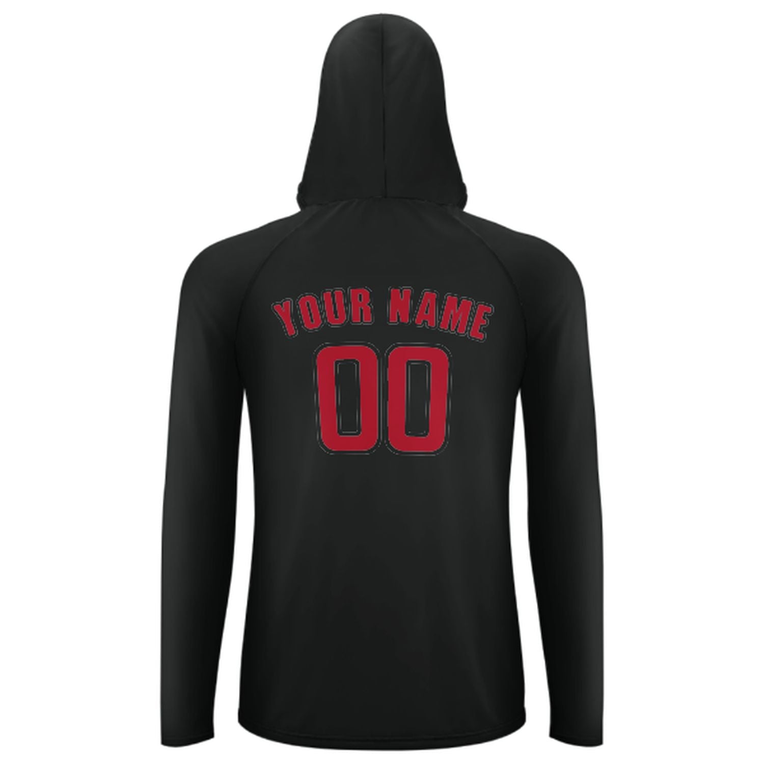 Maßgeschneidertes Schwarz Rot UV-Hoodie