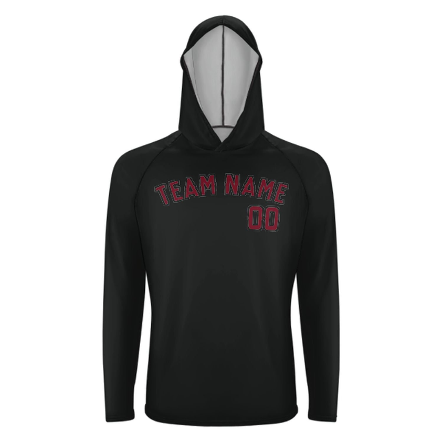 Maßgeschneidertes Schwarz Karmesinrot UV-Hoodie