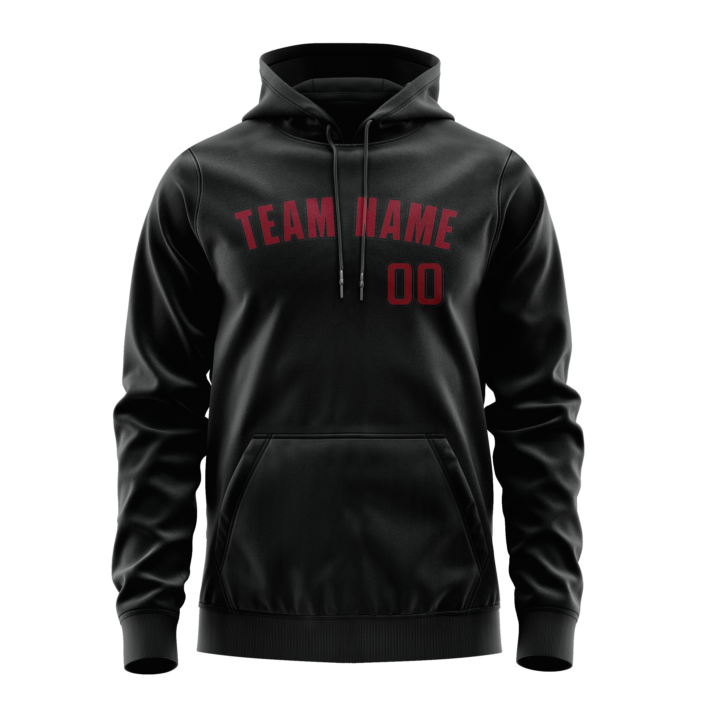 Maßgeschneidertes Schwarz Karmesinrot Hoodie