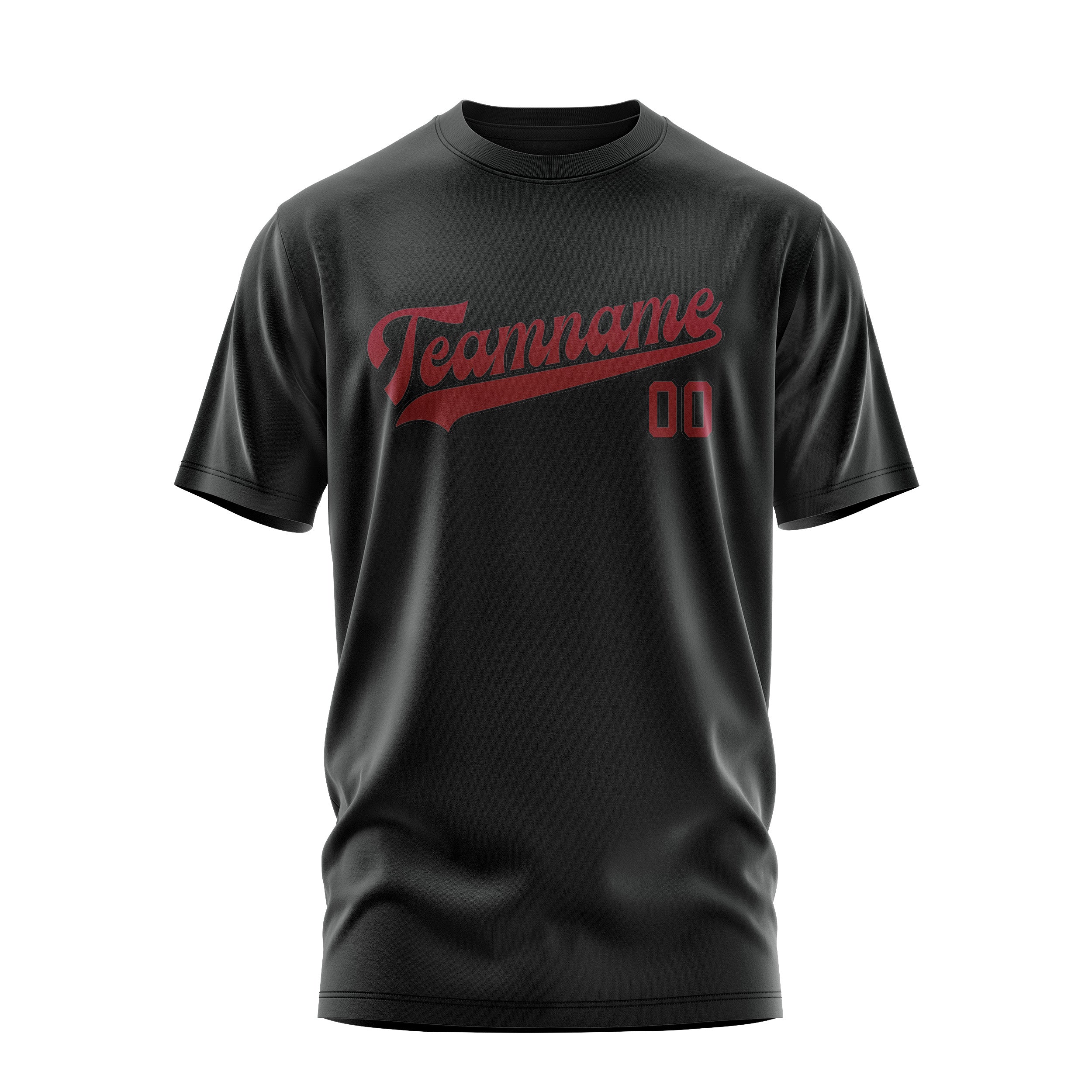 Maßgeschneidertes Schwarz Karmesinrot T-Shirt