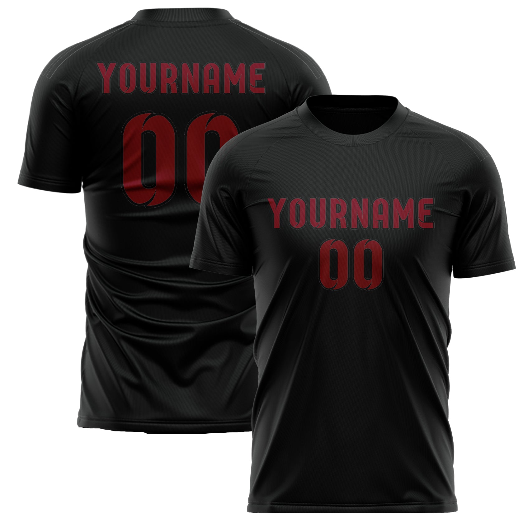 Benutzerdefiniertes Professionelles Schwarz Karmesinrot Fußballtrikot
