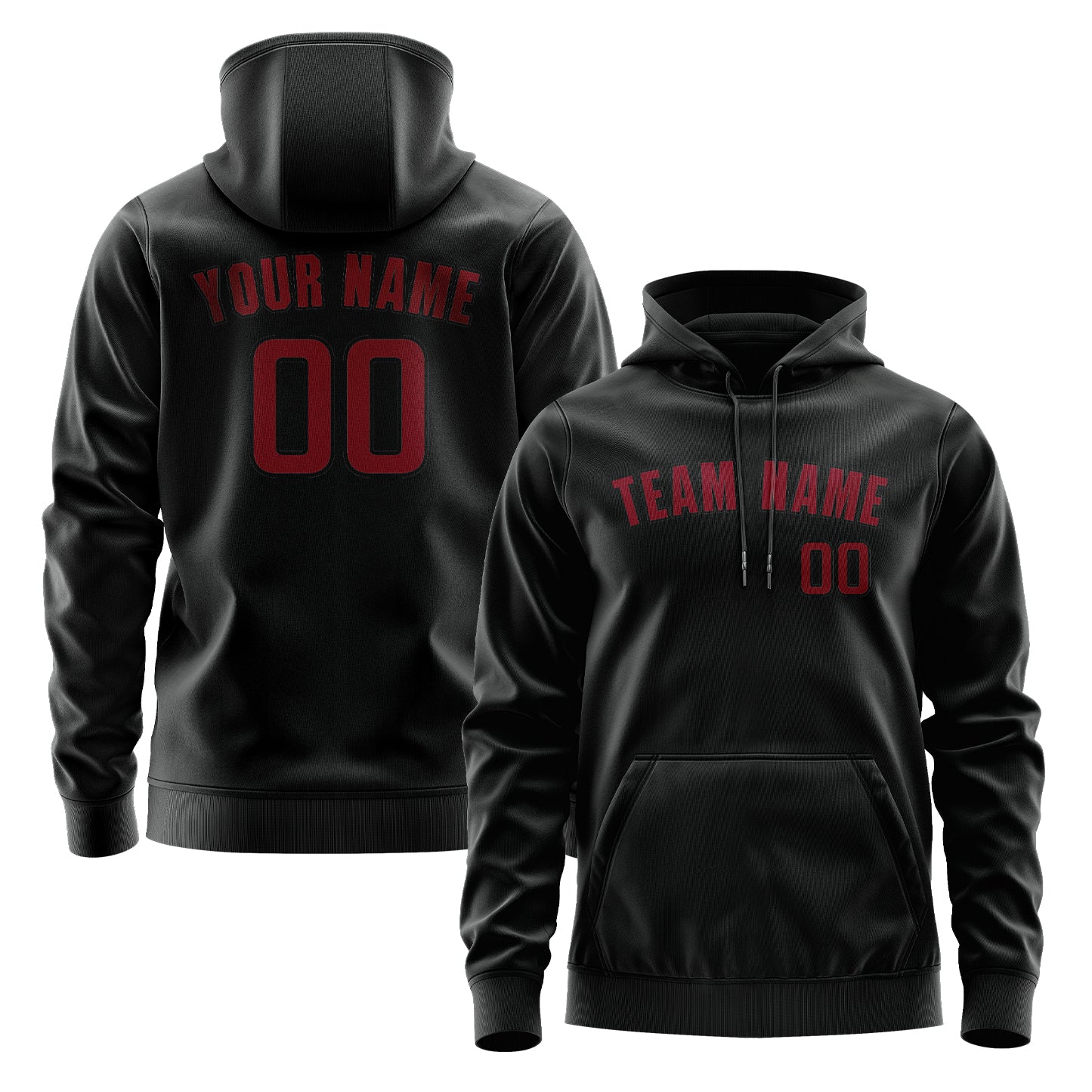 Maßgeschneidertes Schwarz Karmesinrot Hoodie