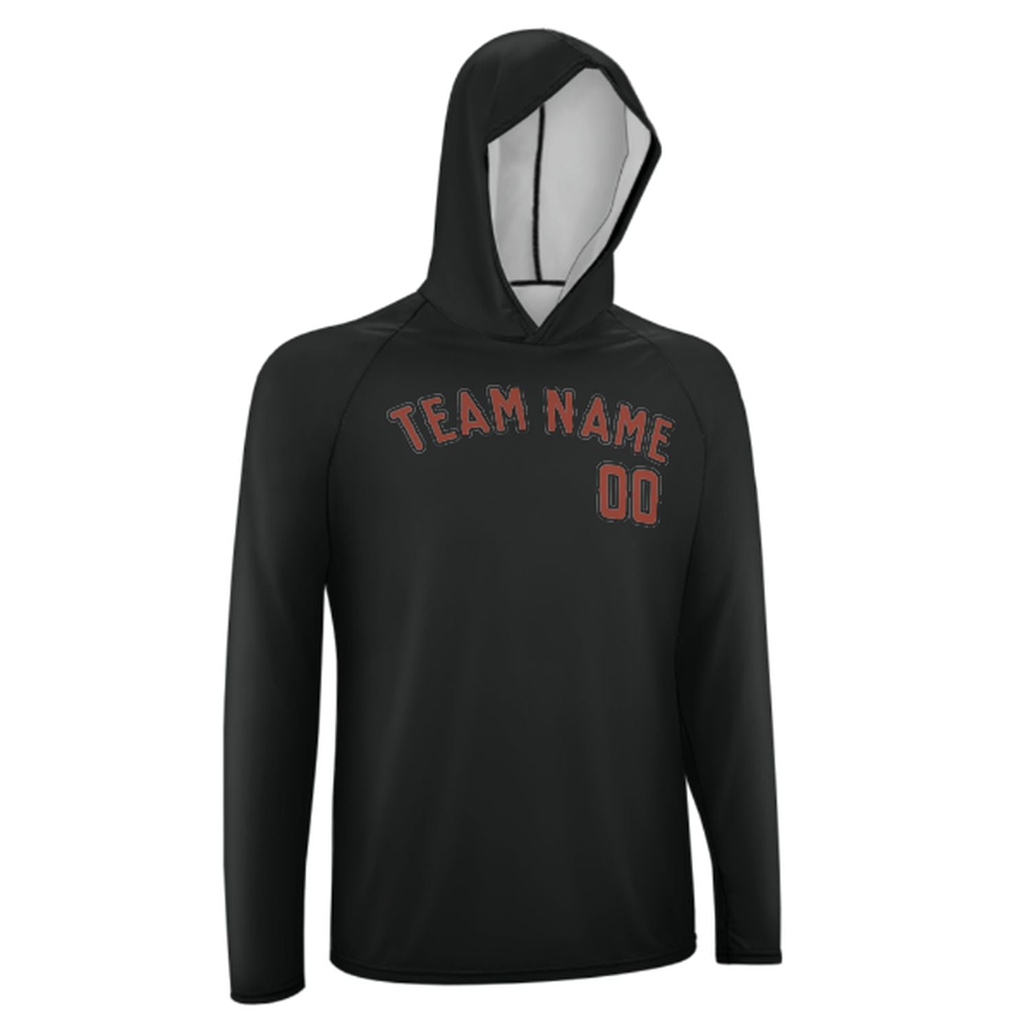 Maßgeschneidertes Schwarz Korallenrot UV-Hoodie