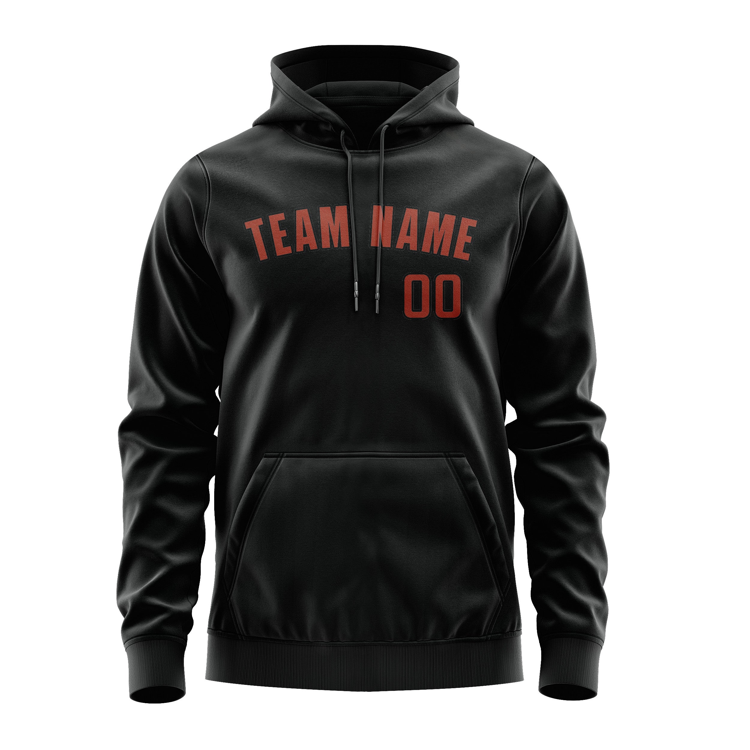 Maßgeschneidertes Schwarz Korallenrot Hoodie