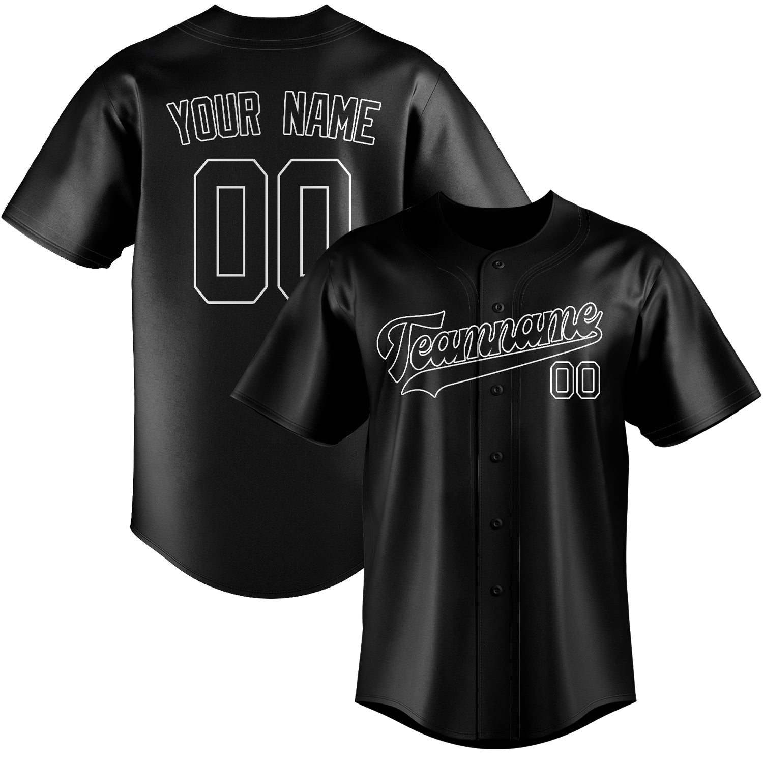 Benutzerdefiniertes Professionelles Schwarz Schwarz Baseballtrikot