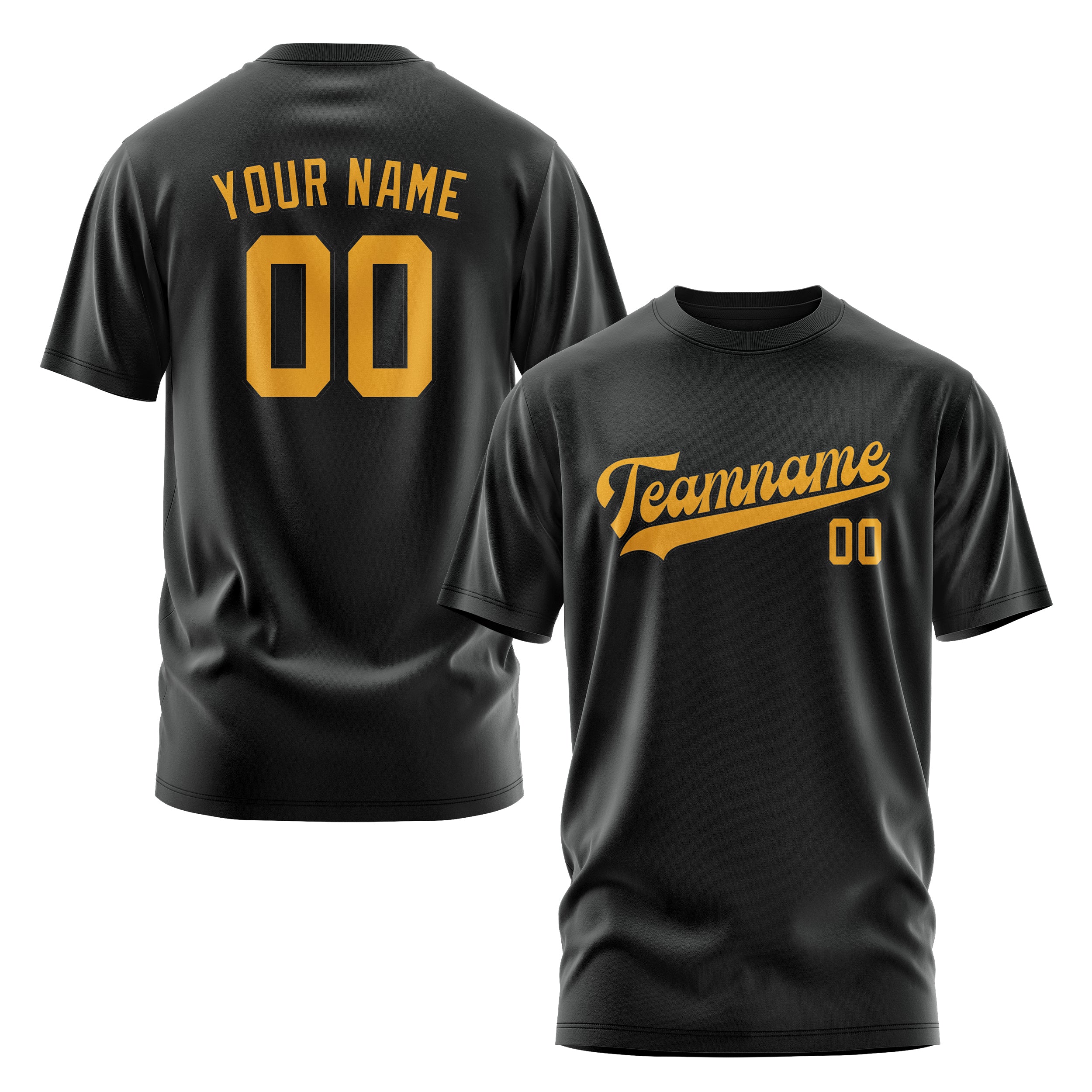 Maßgeschneidertes Schwarz Gelb T-Shirt