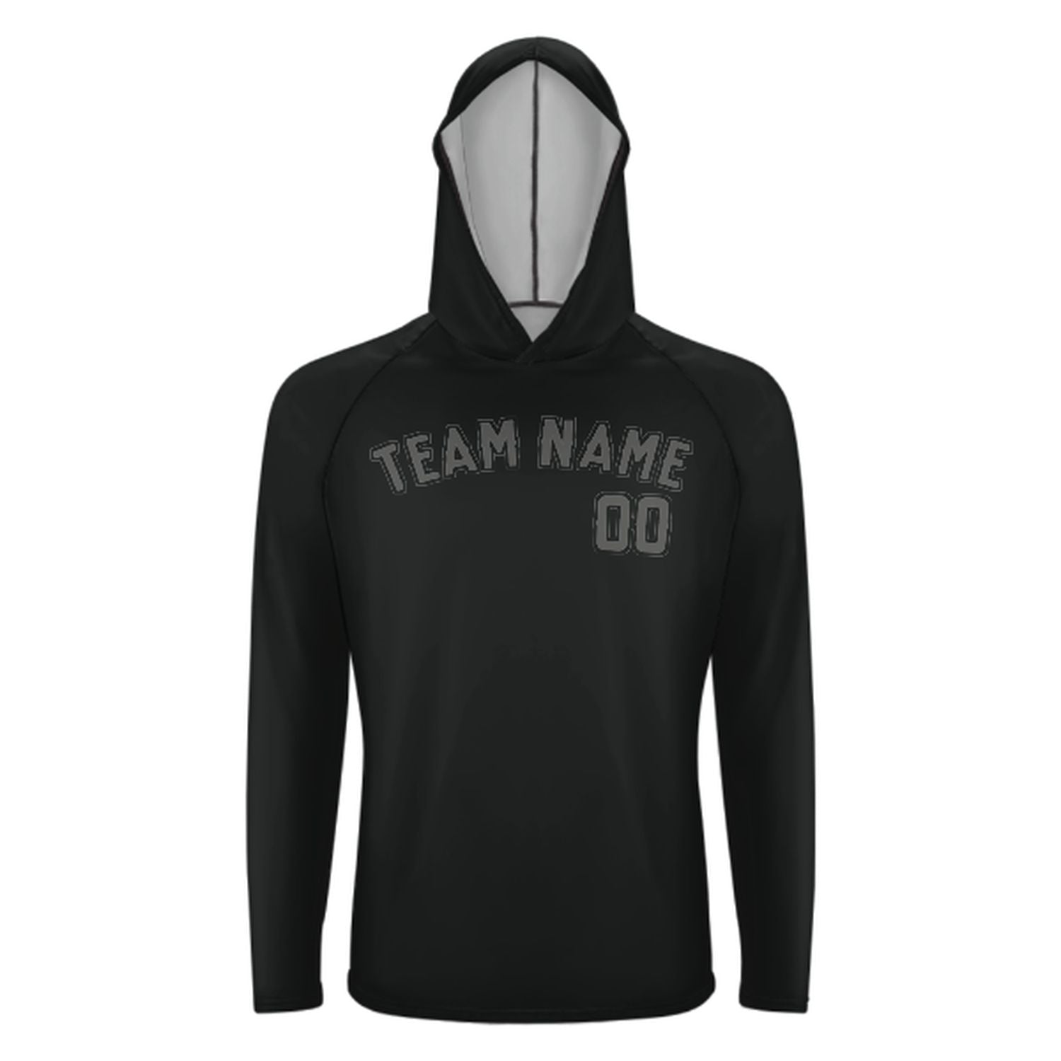 Maßgeschneidertes Schwarz Dunkelgrau UV-Hoodie