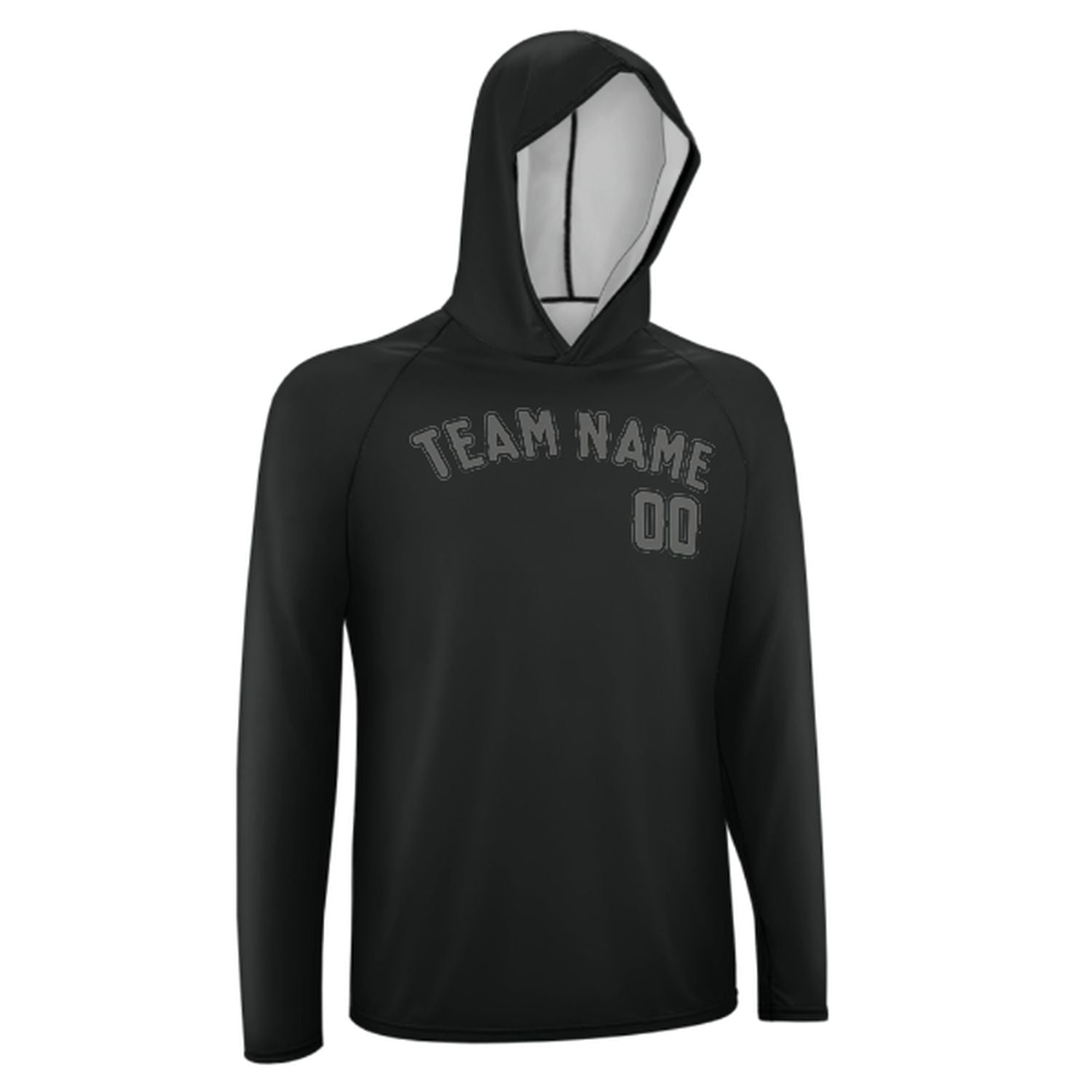 Maßgeschneidertes Schwarz Dunkelgrau UV-Hoodie