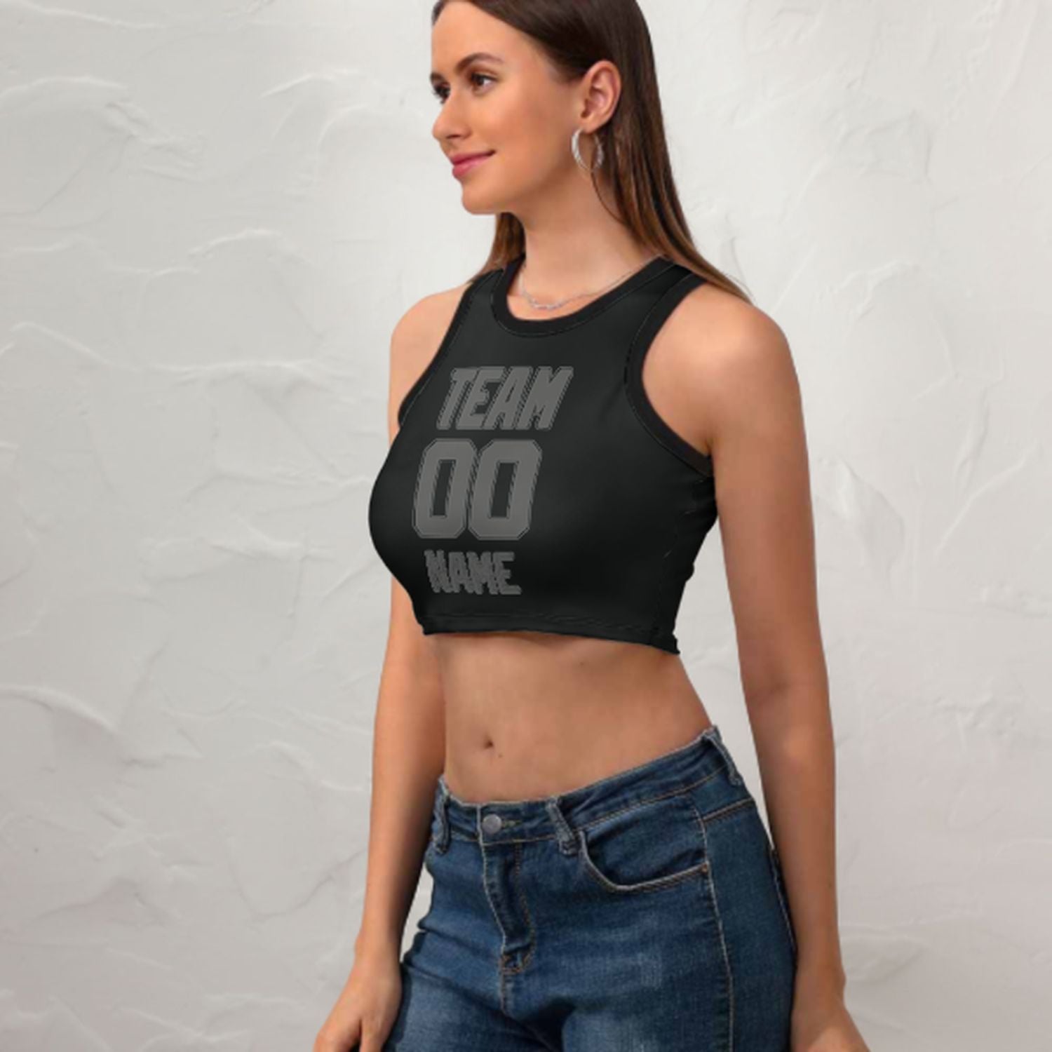Maßgeschneidertes Schwarz Dunkelgrau Ärmelloses Tanktop