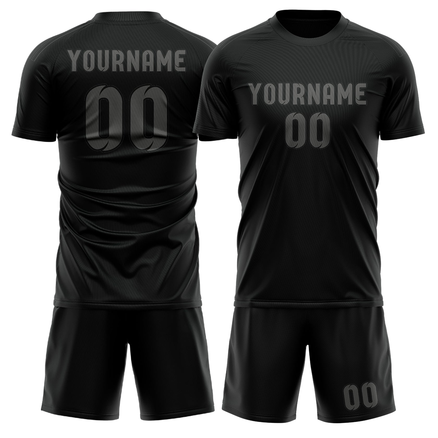 Maßgeschneidertes Professionelles Schwarz Dunkelgrau Fußballtrikot-Set