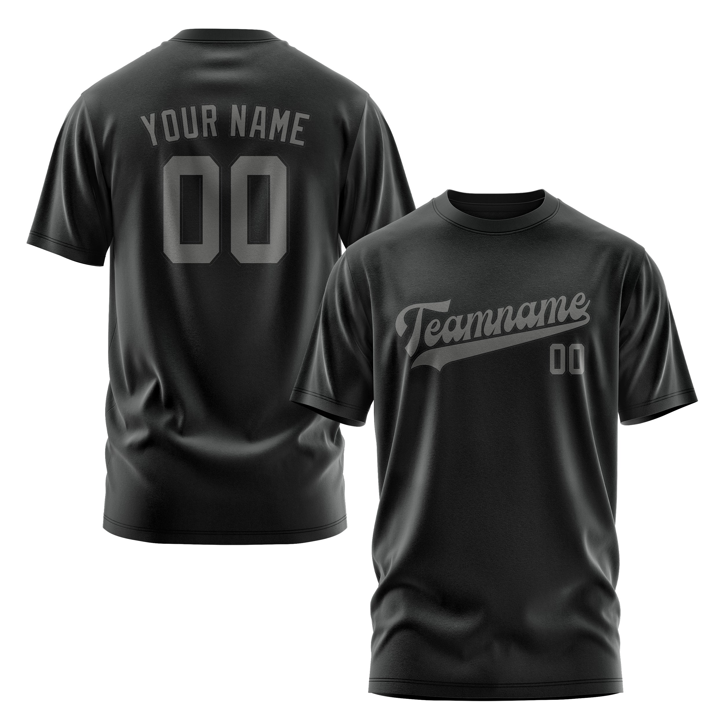 Maßgeschneidertes Schwarz Dunkelgrau T-Shirt