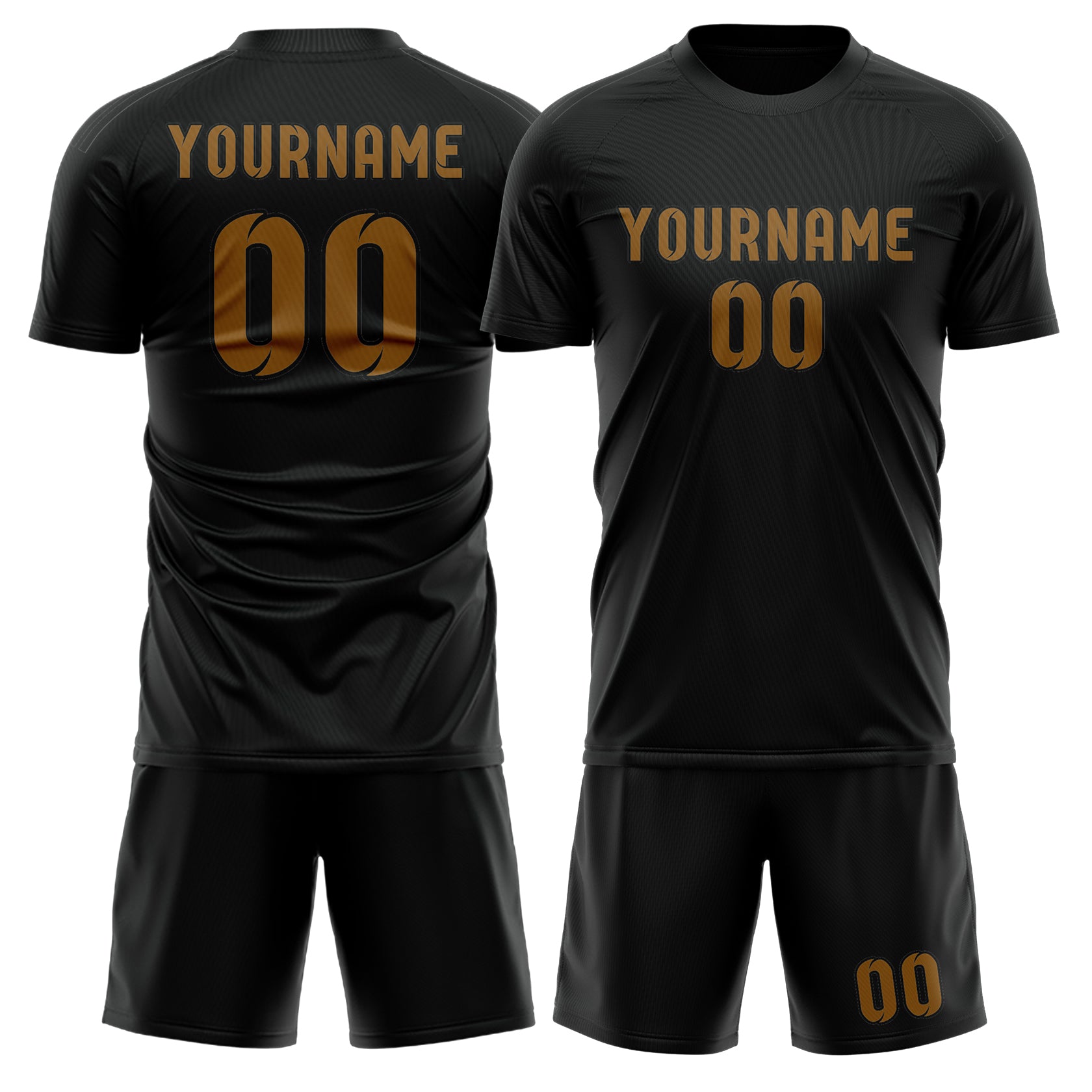 Maßgeschneidertes Professionelles Schwarz Khaki Fußballtrikot-Set