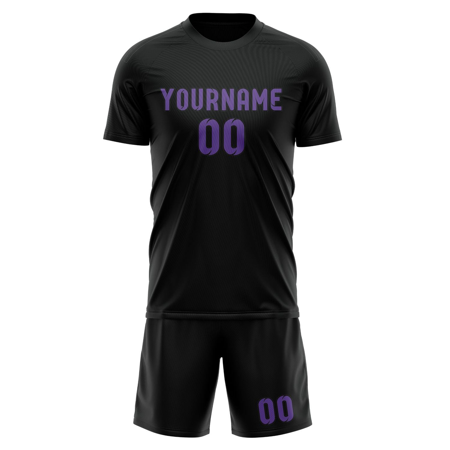 Maßgeschneidertes Professionelles Schwarz Lavendel Fußballtrikot-Set