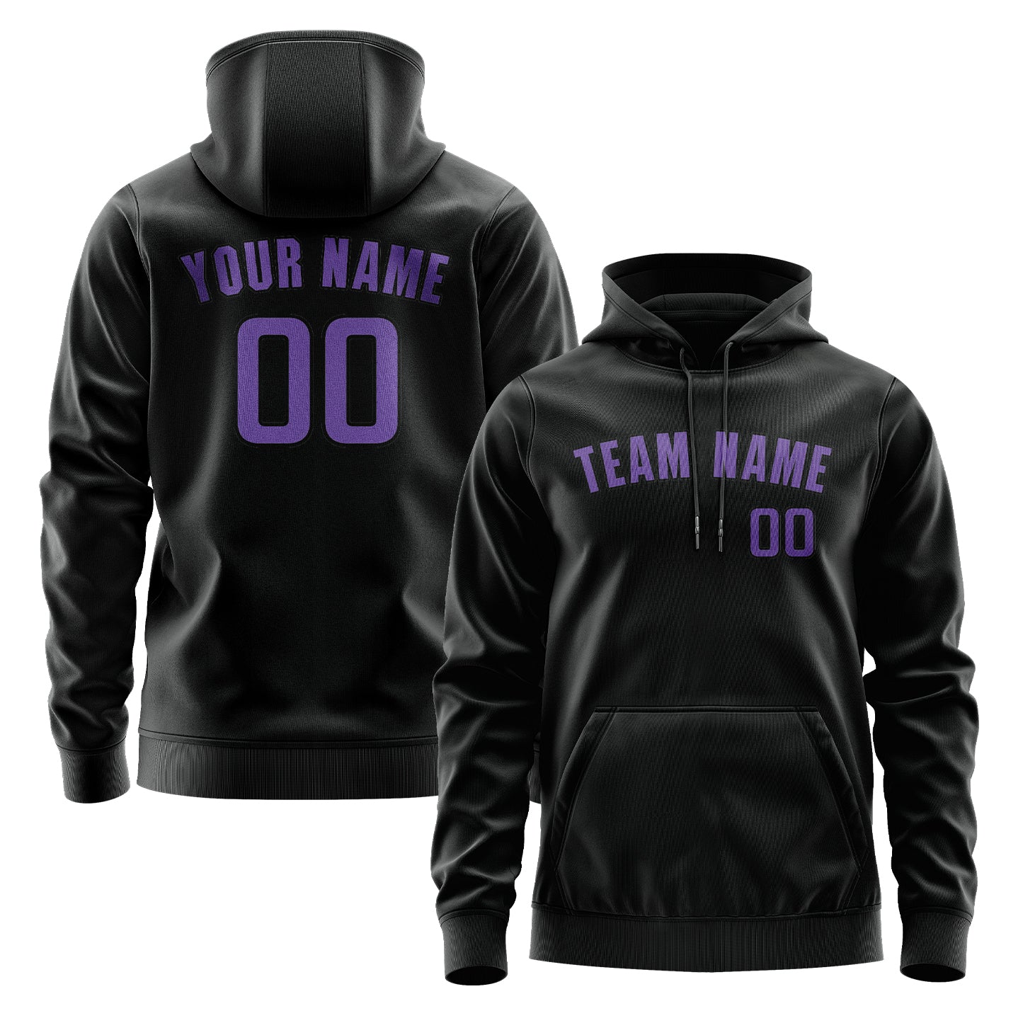 Maßgeschneidertes Schwarz Lavendel Hoodie