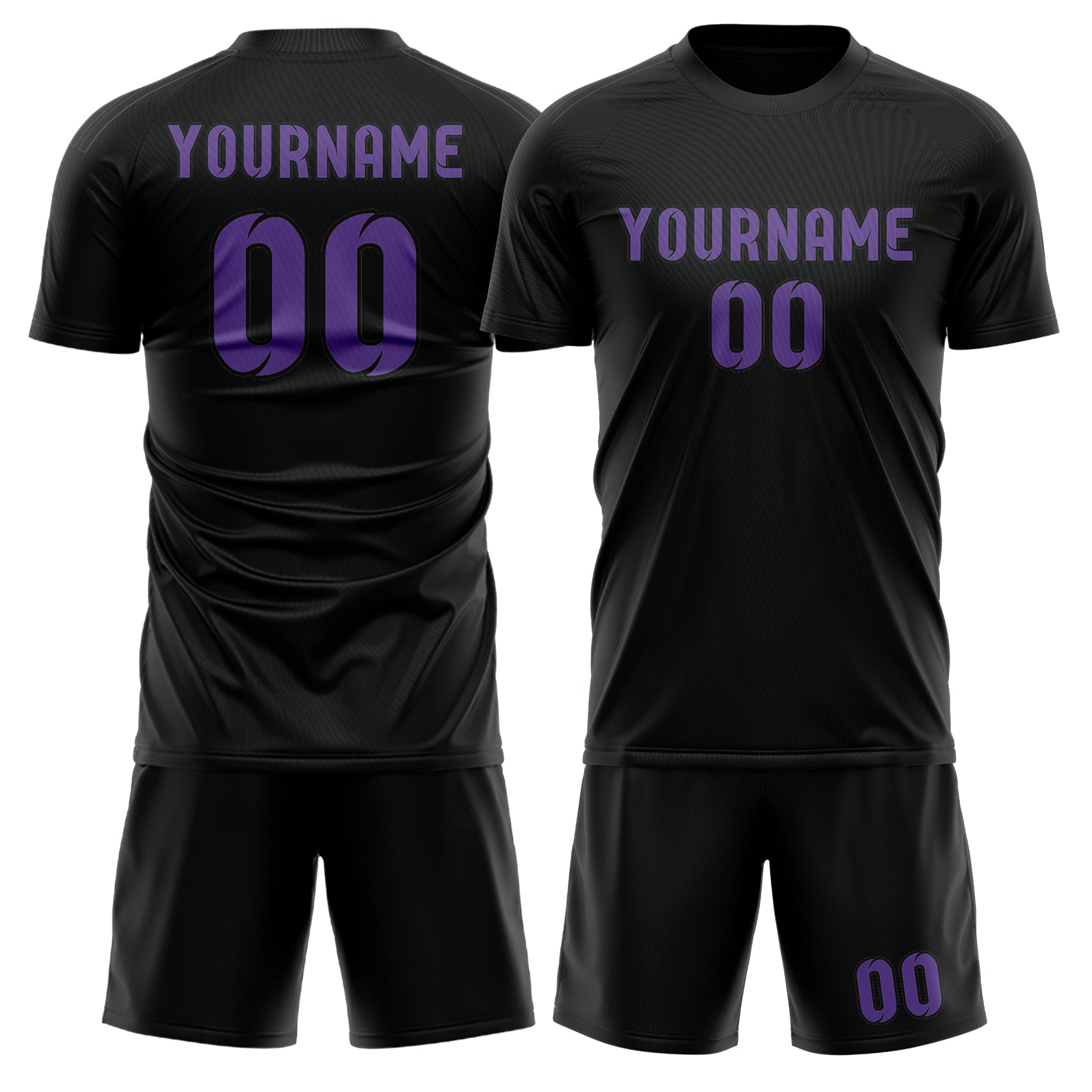 Maßgeschneidertes Professionelles Schwarz Lavendel Fußballtrikot-Set
