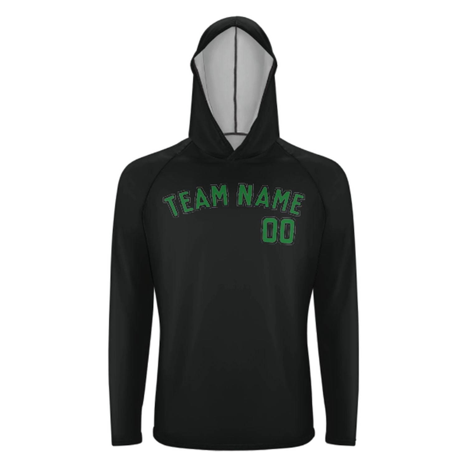 Maßgeschneidertes Schwarz Smaragdgrün UV-Hoodie