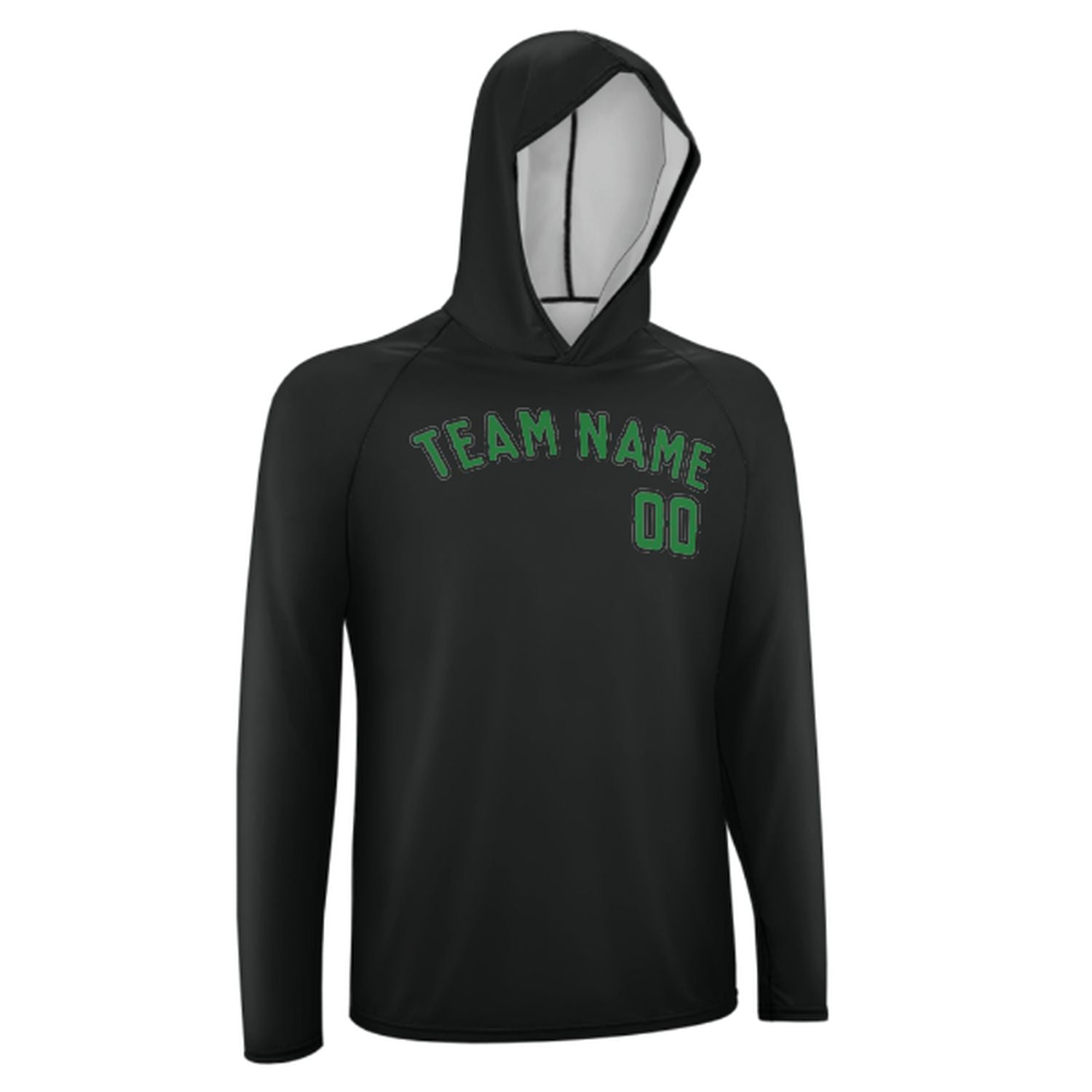 Maßgeschneidertes Schwarz Smaragdgrün UV-Hoodie