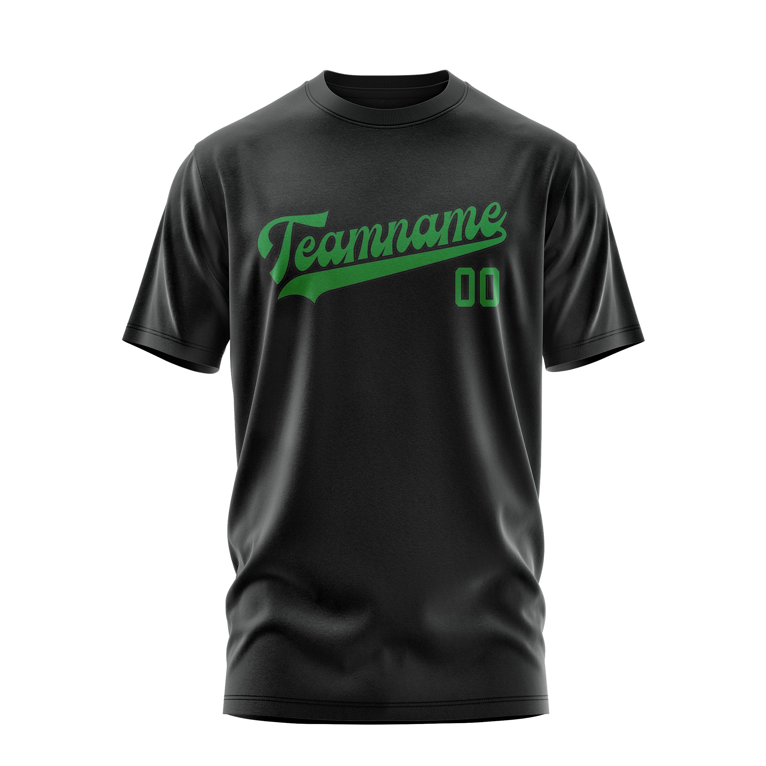 Maßgeschneidertes Schwarz Smaragdgrün T-Shirt
