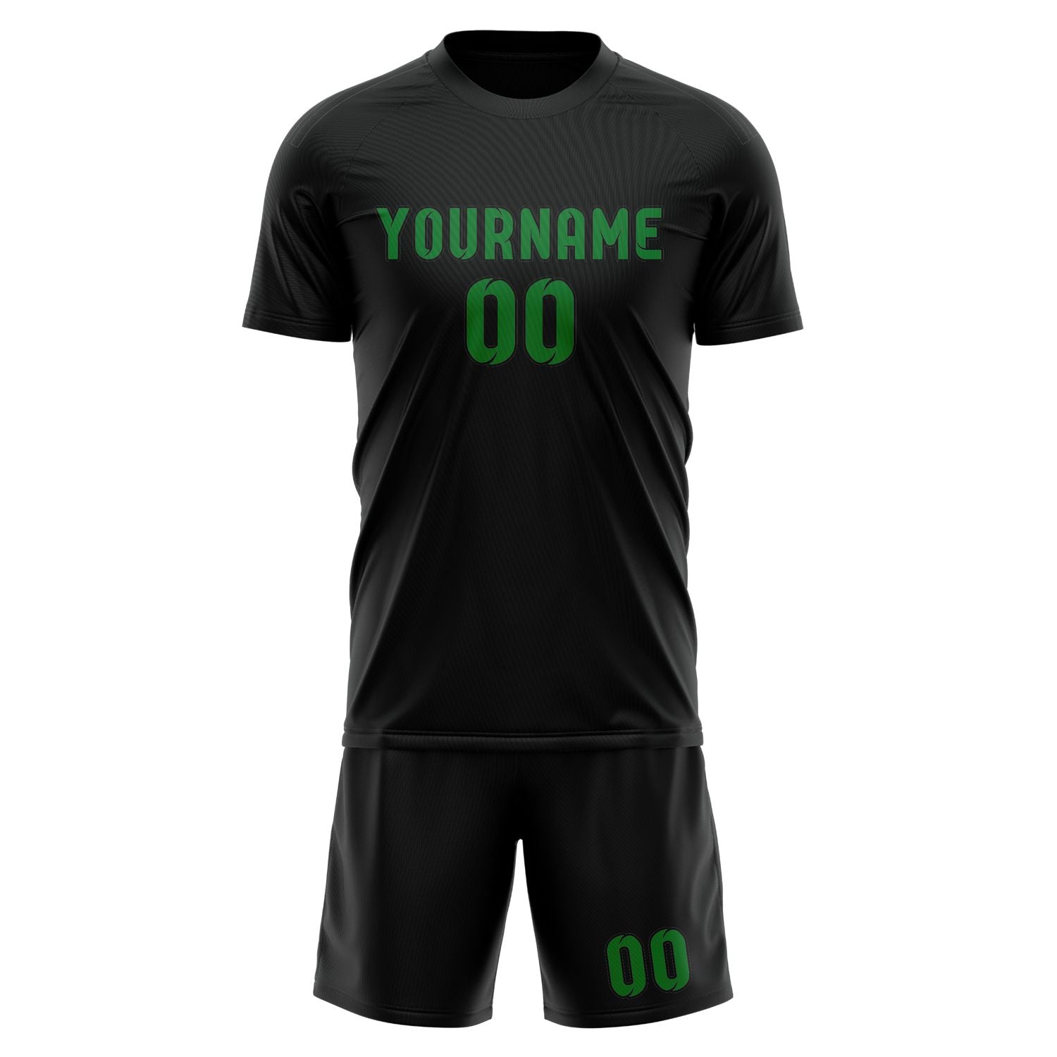 Maßgeschneidertes Professionelles Schwarz Smaragdgrün Fußballtrikot-Set