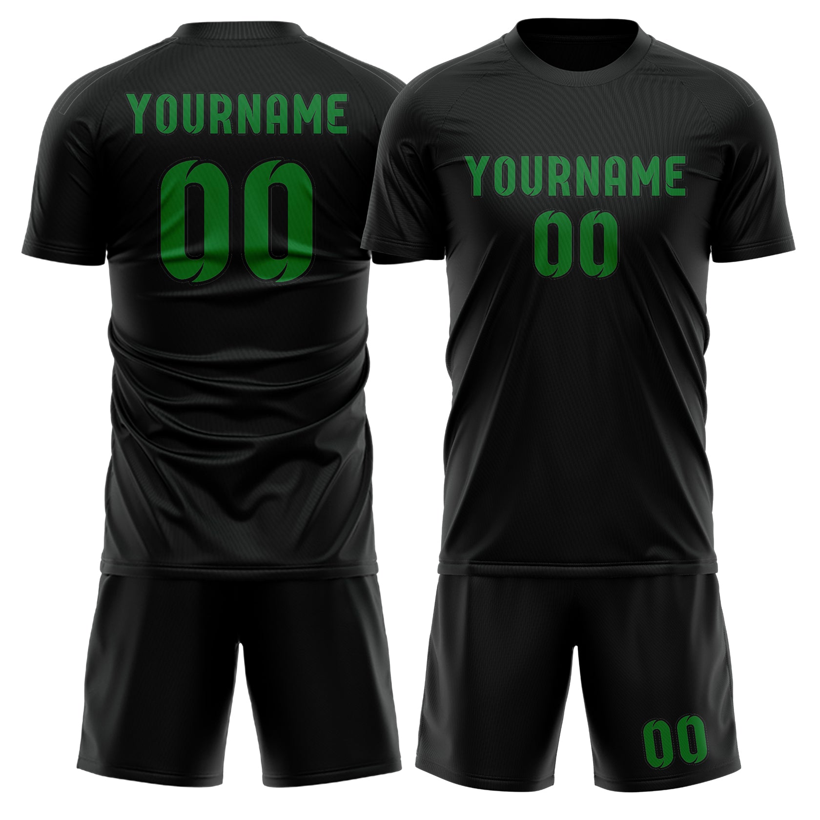 Maßgeschneidertes Professionelles Schwarz Smaragdgrün Fußballtrikot-Set
