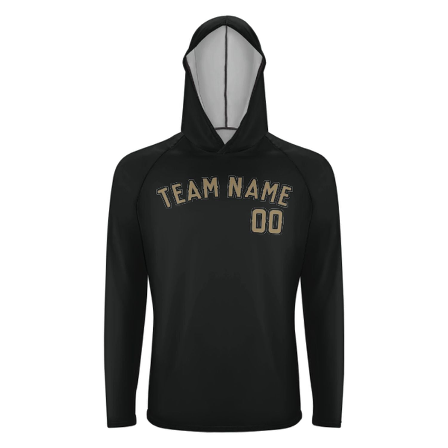 Maßgeschneidertes Schwarz Hellkhaki UV-Hoodie