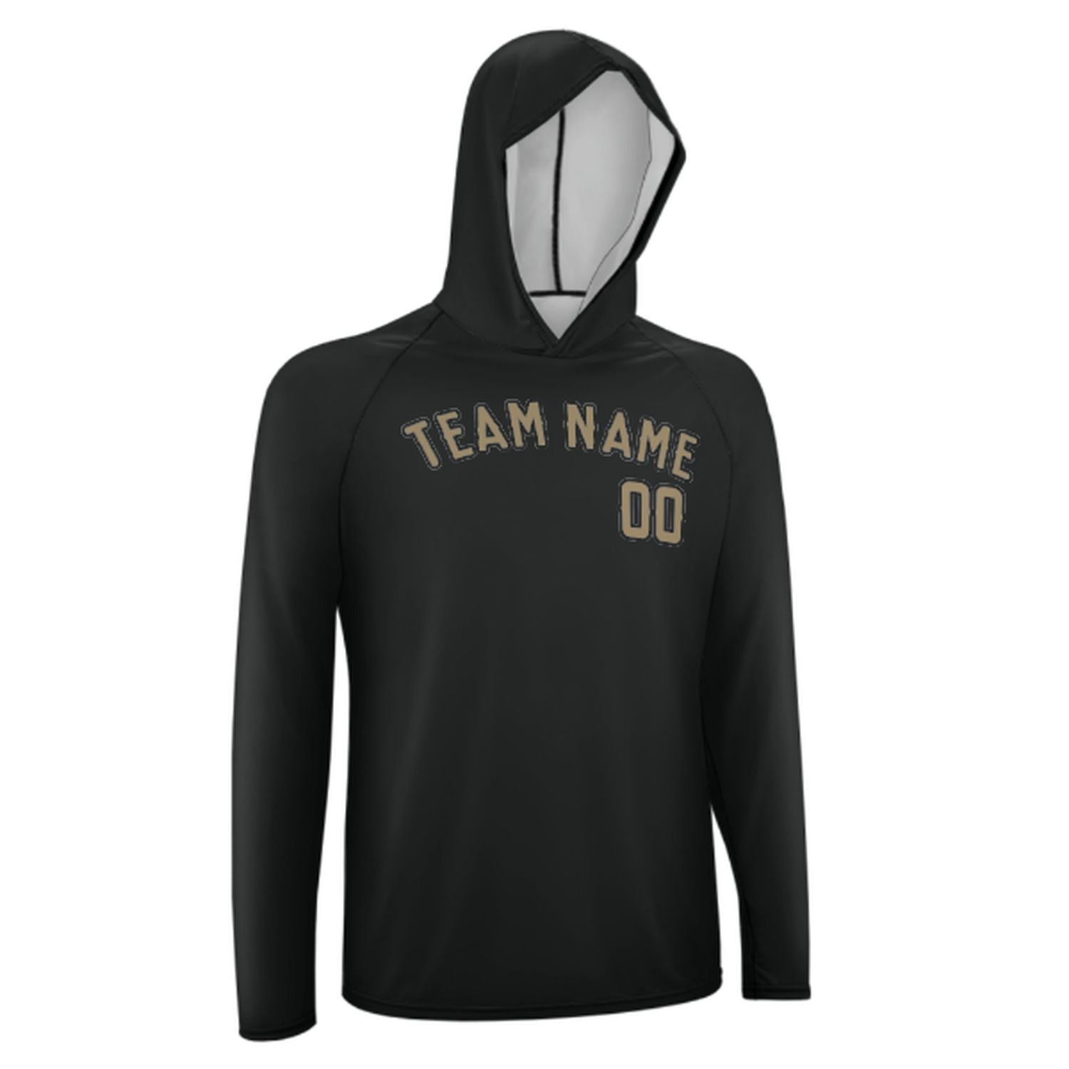 Maßgeschneidertes Schwarz Hellkhaki UV-Hoodie
