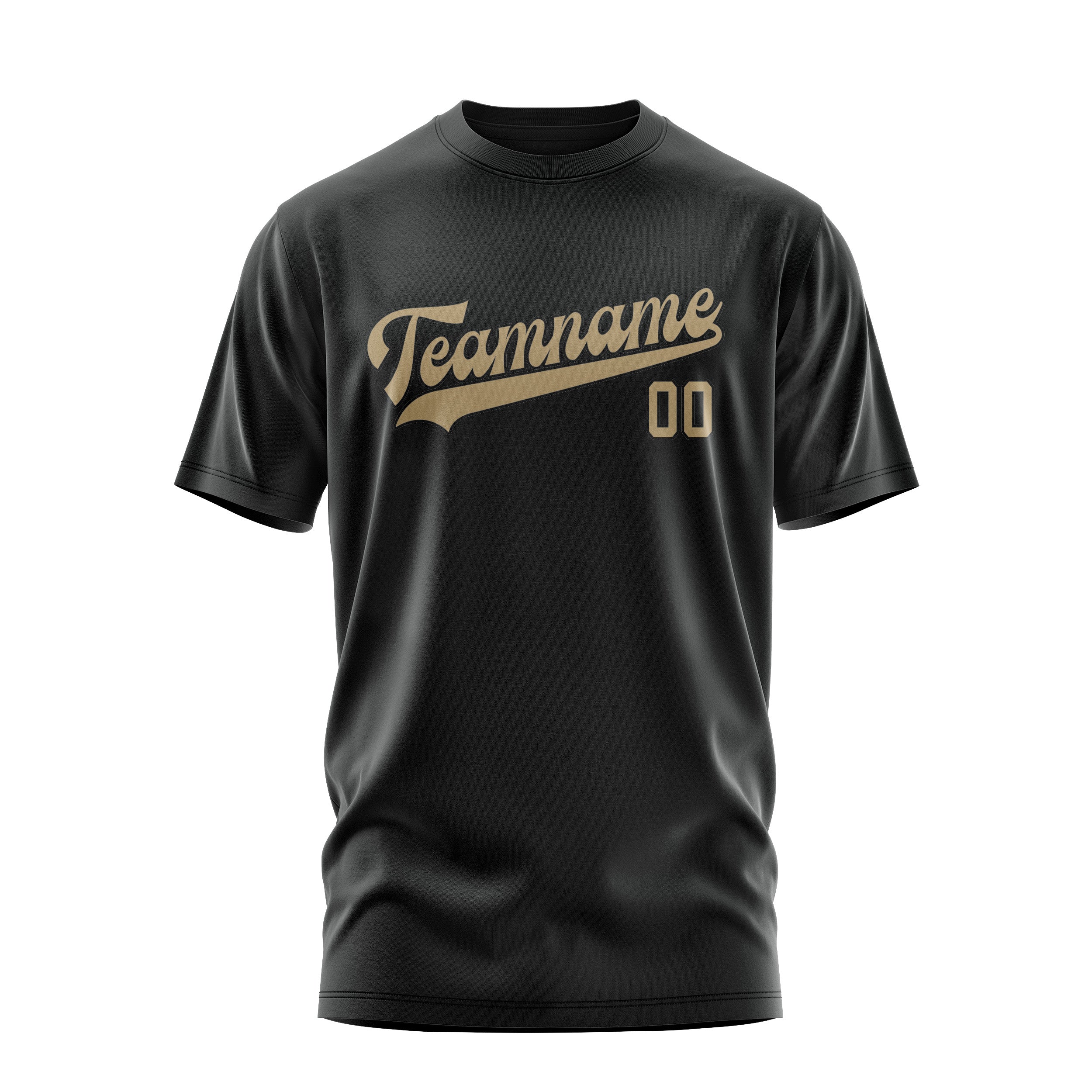 Maßgeschneidertes Schwarz Hellkhaki T-Shirt