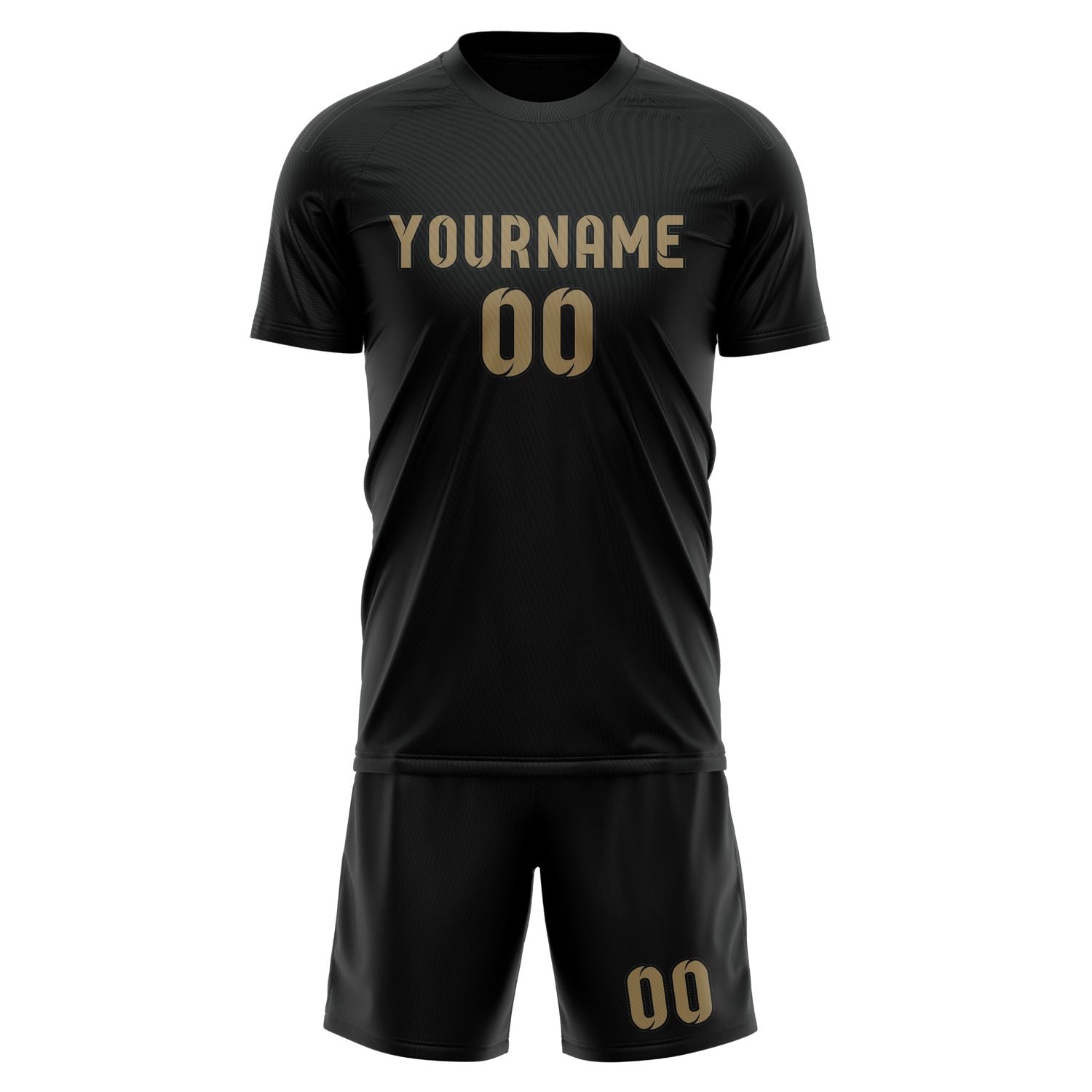 Maßgeschneidertes Professionelles Schwarz Hellkhaki Fußballtrikot-Set