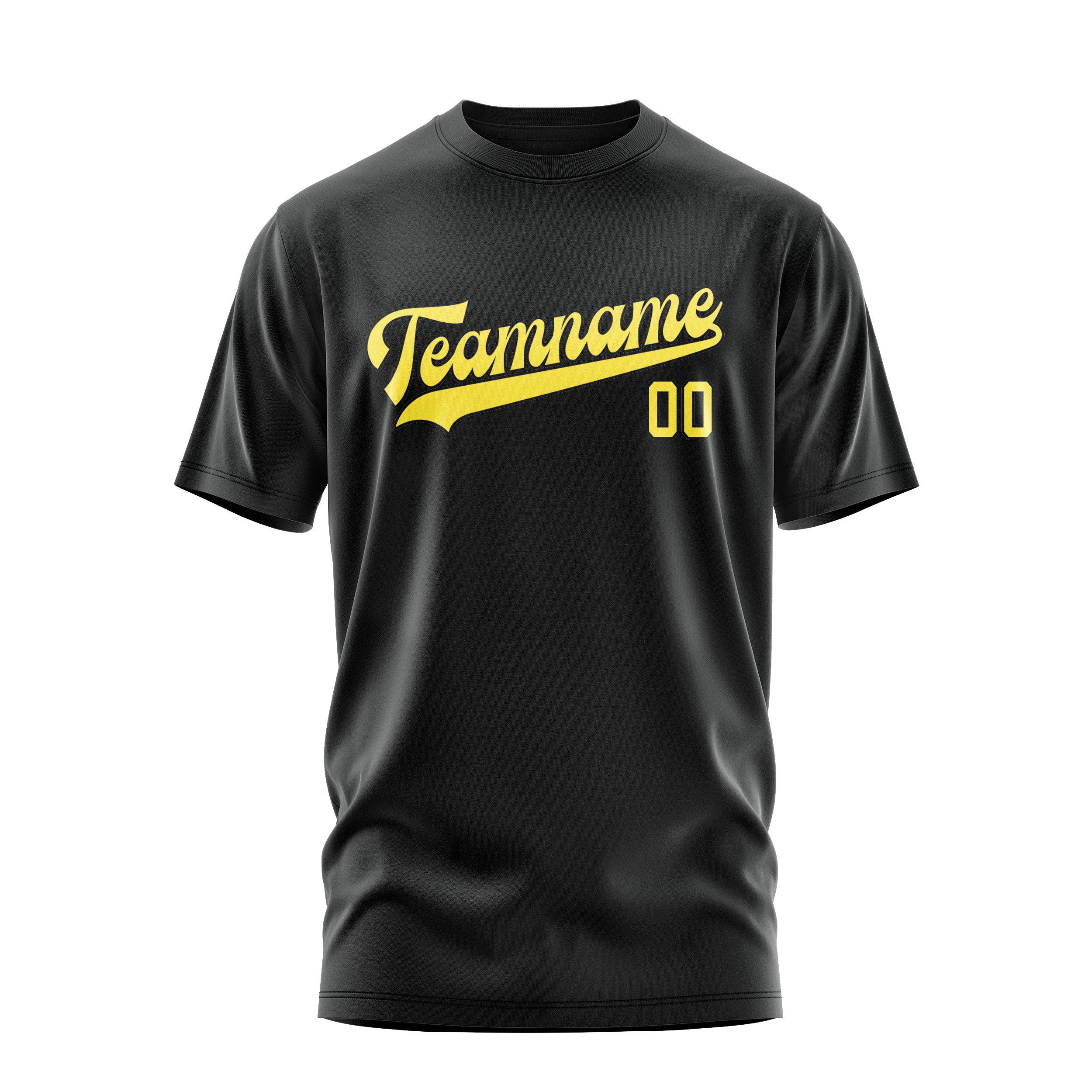 Maßgeschneidertes Schwarz Blassgelb T-Shirt