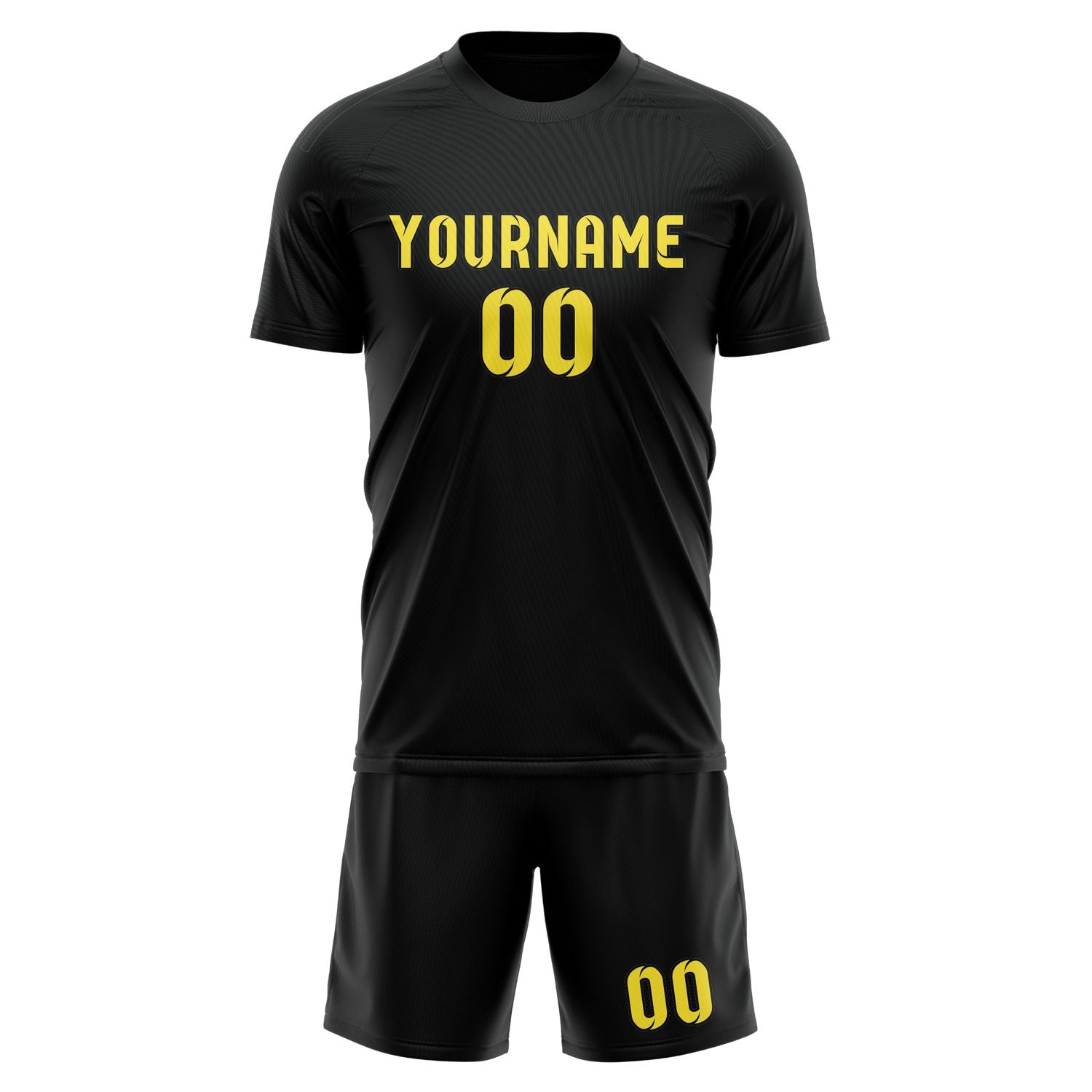 Maßgeschneidertes Professionelles Schwarz Blassgelb Fußballtrikot-Set