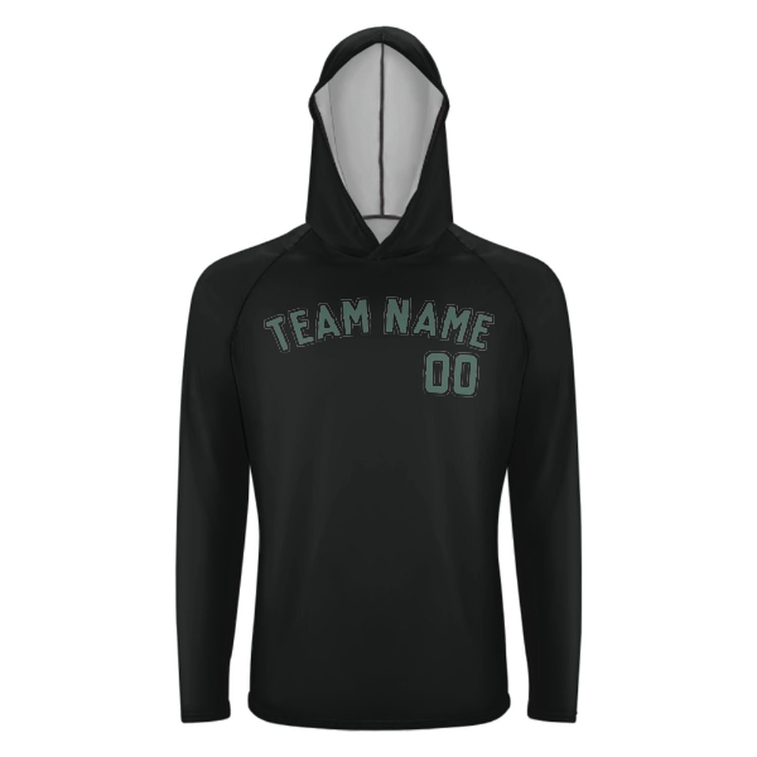 Maßgeschneidertes Schwarz Blaugrün UV-Hoodie