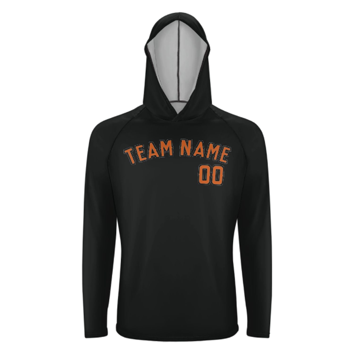 Maßgeschneidertes Schwarz Orange UV-Hoodie