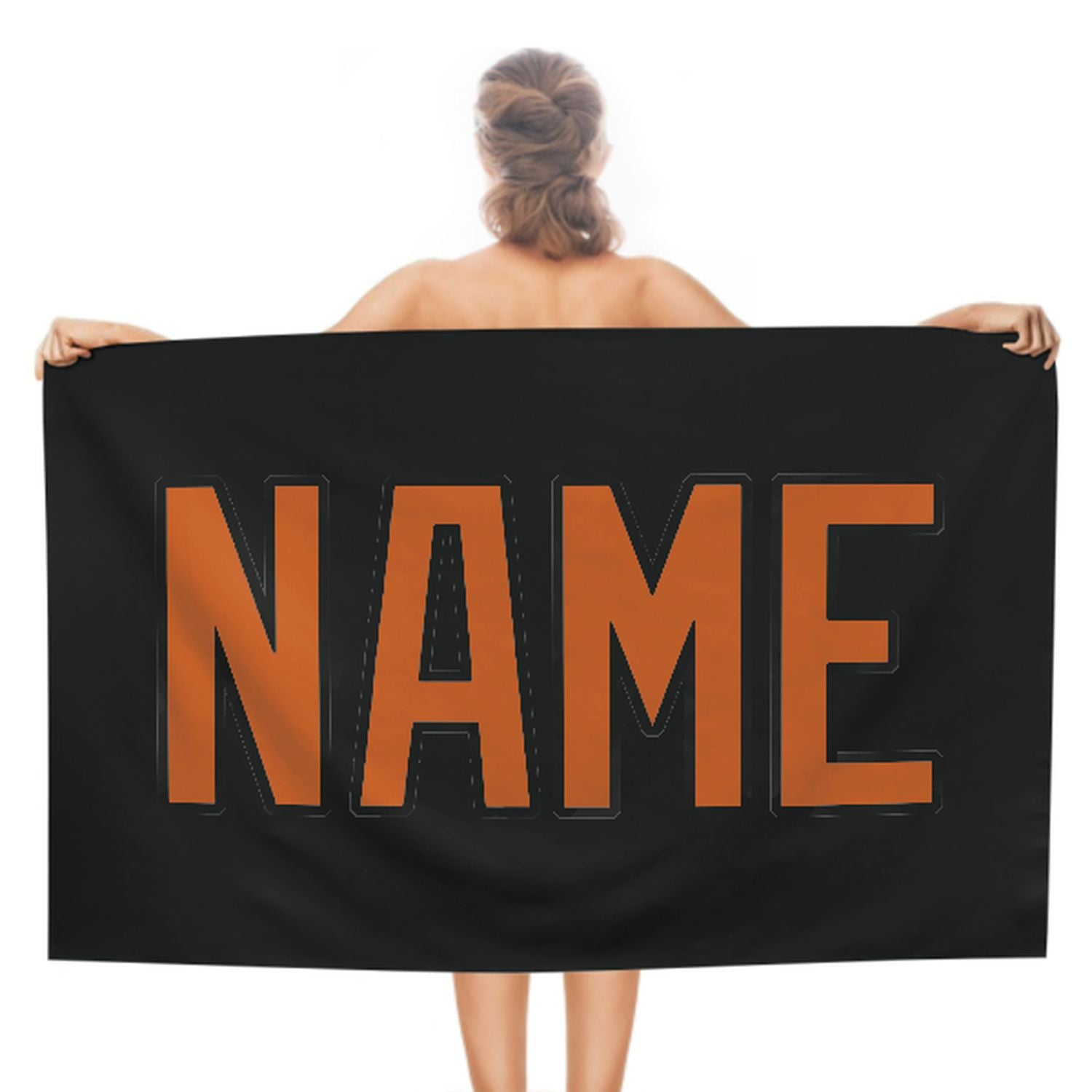 Maßgeschneidertes Schwarz Orange Strandtuch
