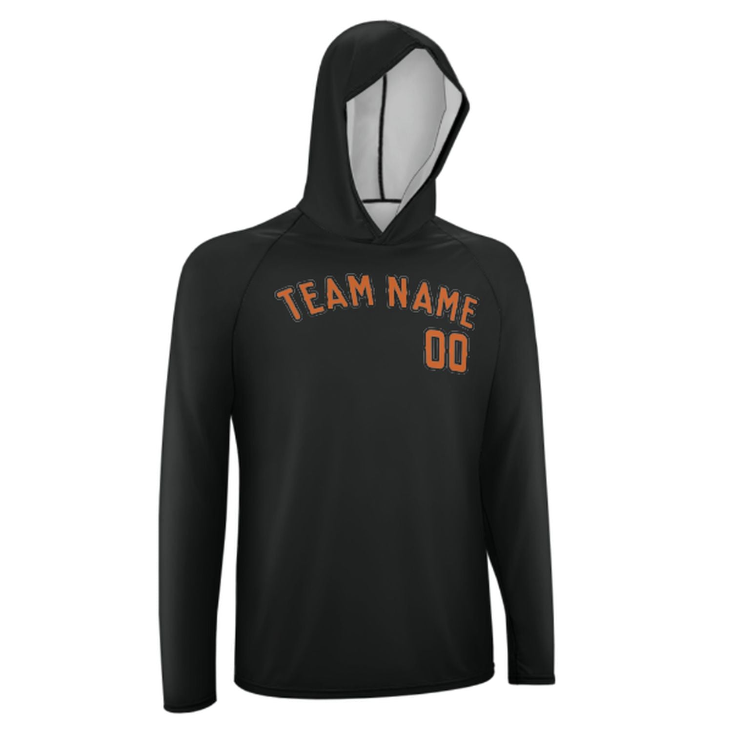 Maßgeschneidertes Schwarz Orange UV-Hoodie