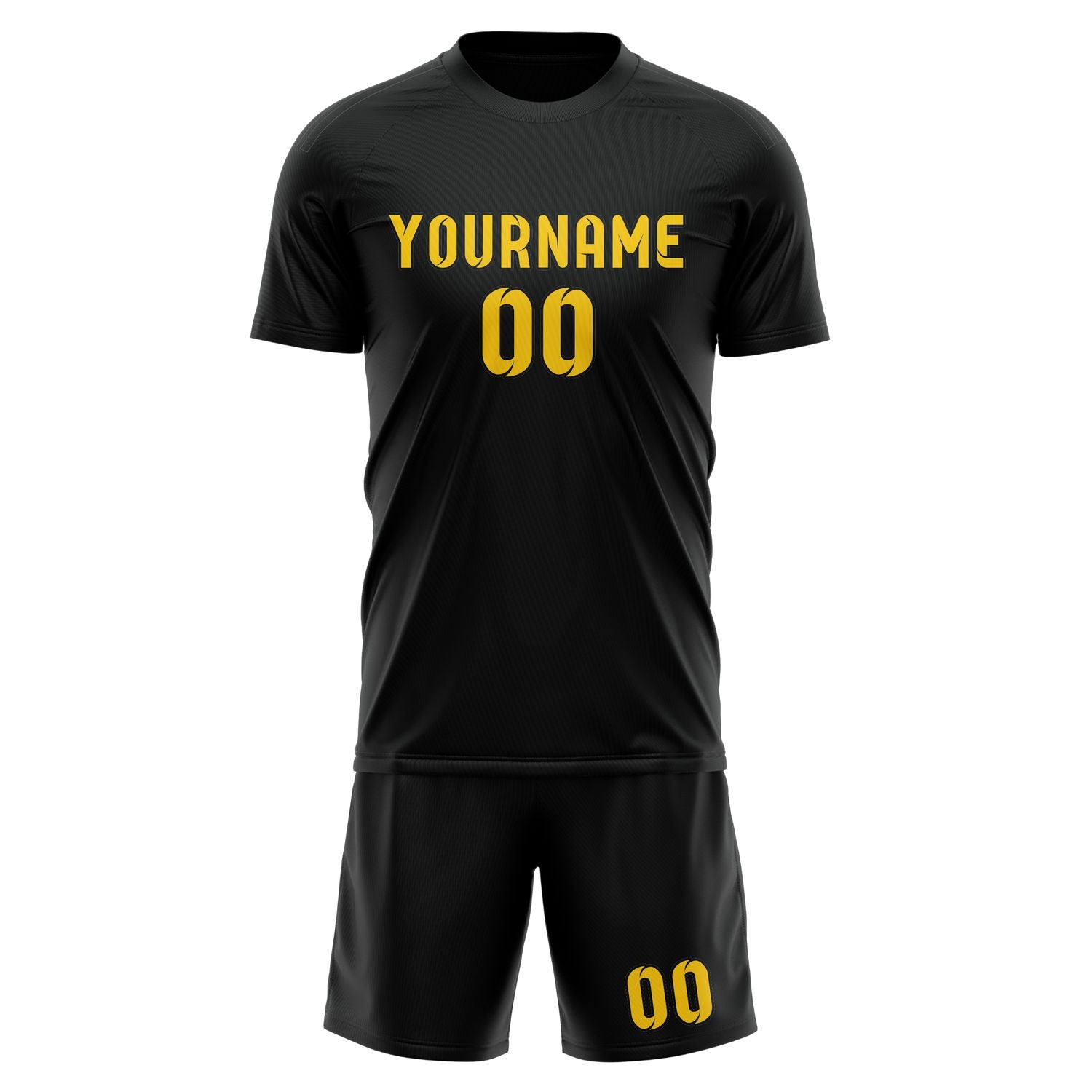 Maßgeschneidertes Professionelles Schwarz Gold Fußballtrikot-Set