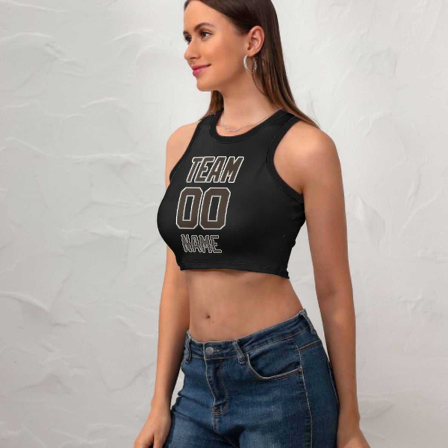Maßgeschneidertes Schwarz Braun Ärmelloses Tanktop