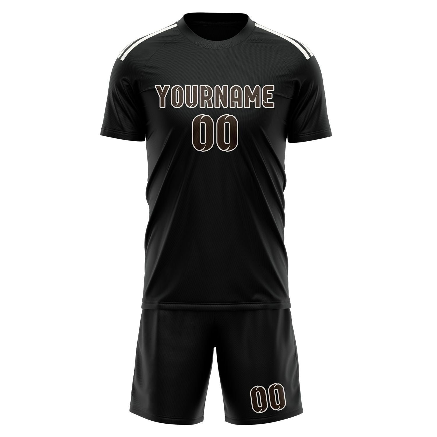 Maßgeschneidertes Professionelles Schwarz Braun Fußballtrikot-Set