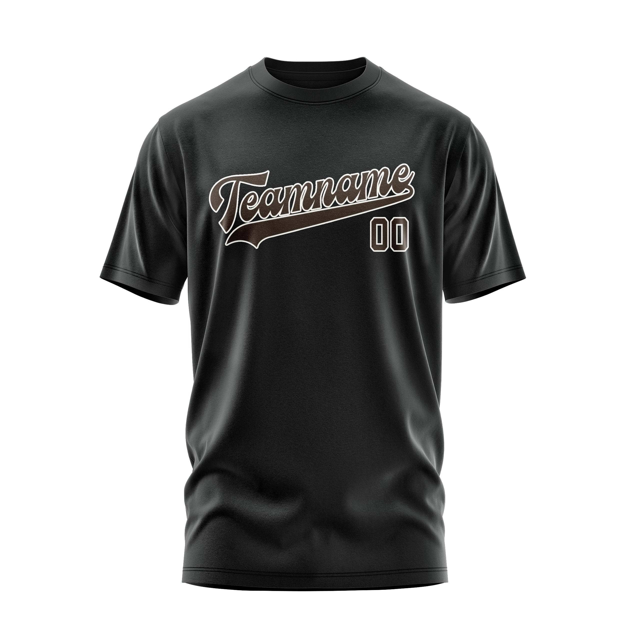Maßgeschneidertes Schwarz Braun T-Shirt