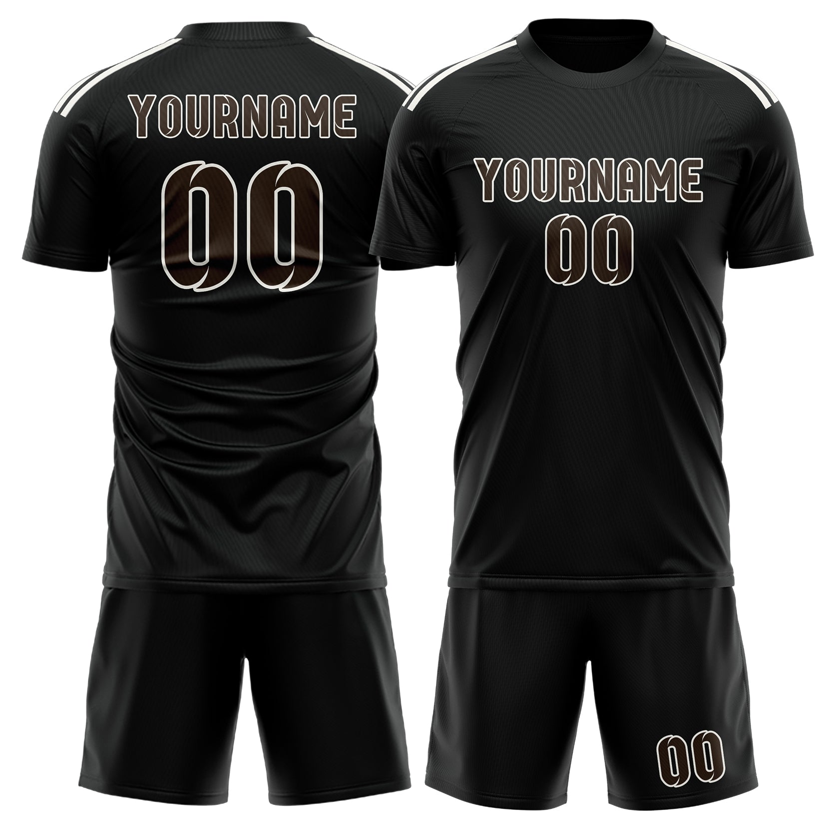 Maßgeschneidertes Professionelles Schwarz Braun Fußballtrikot-Set