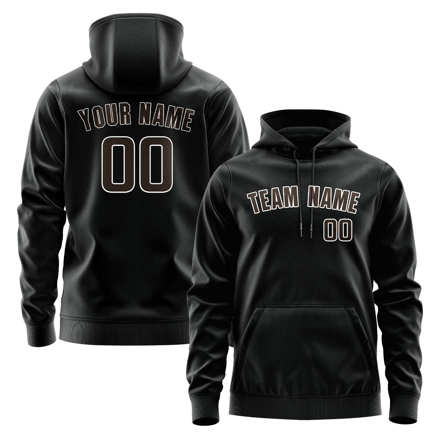 Maßgeschneidertes Schwarz Braun Hoodie