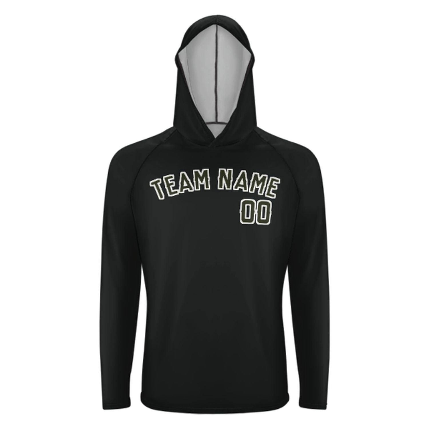 Maßgeschneidertes Schwarz Dunkles Oliv UV-Hoodie