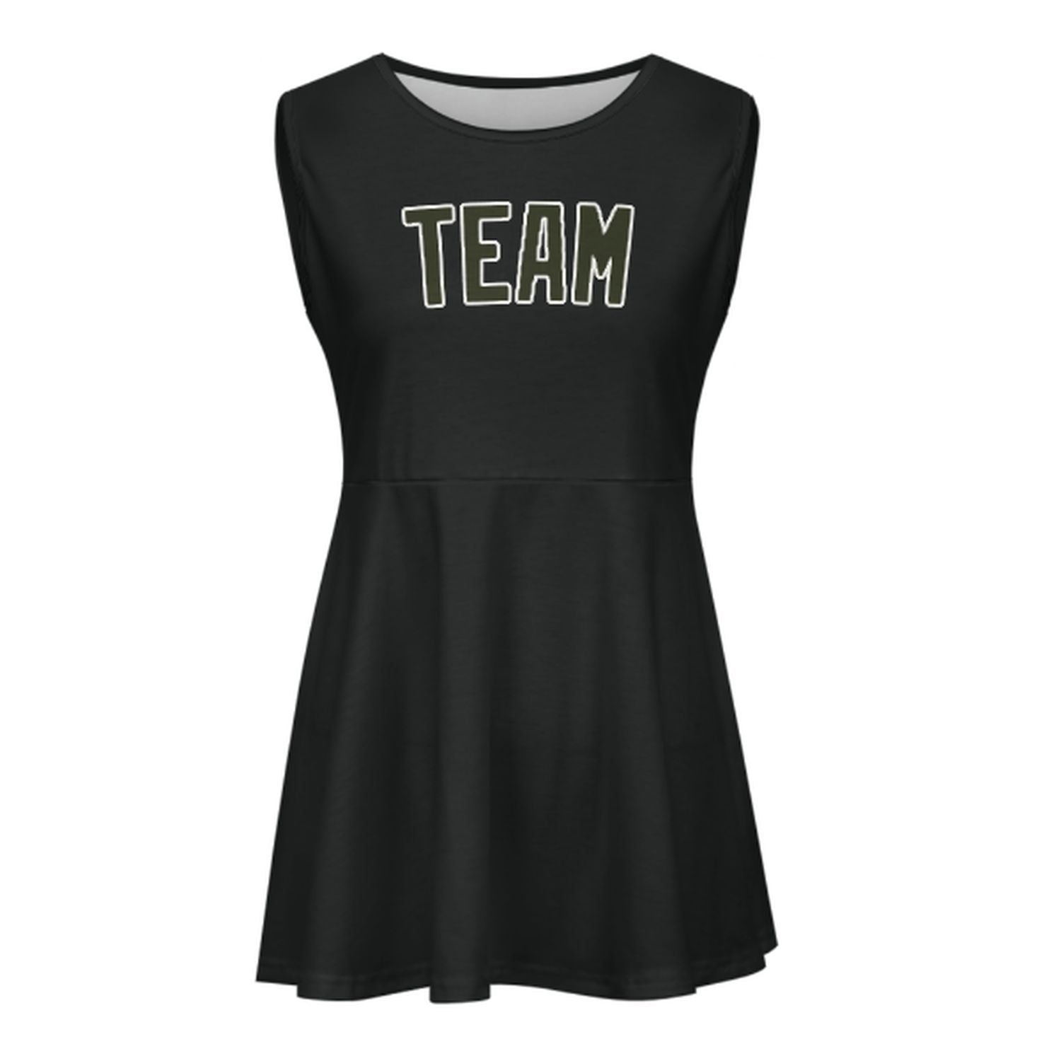 Maßgeschneidertes Schwarz Dunkles Oliv Cheerleader-Kleid