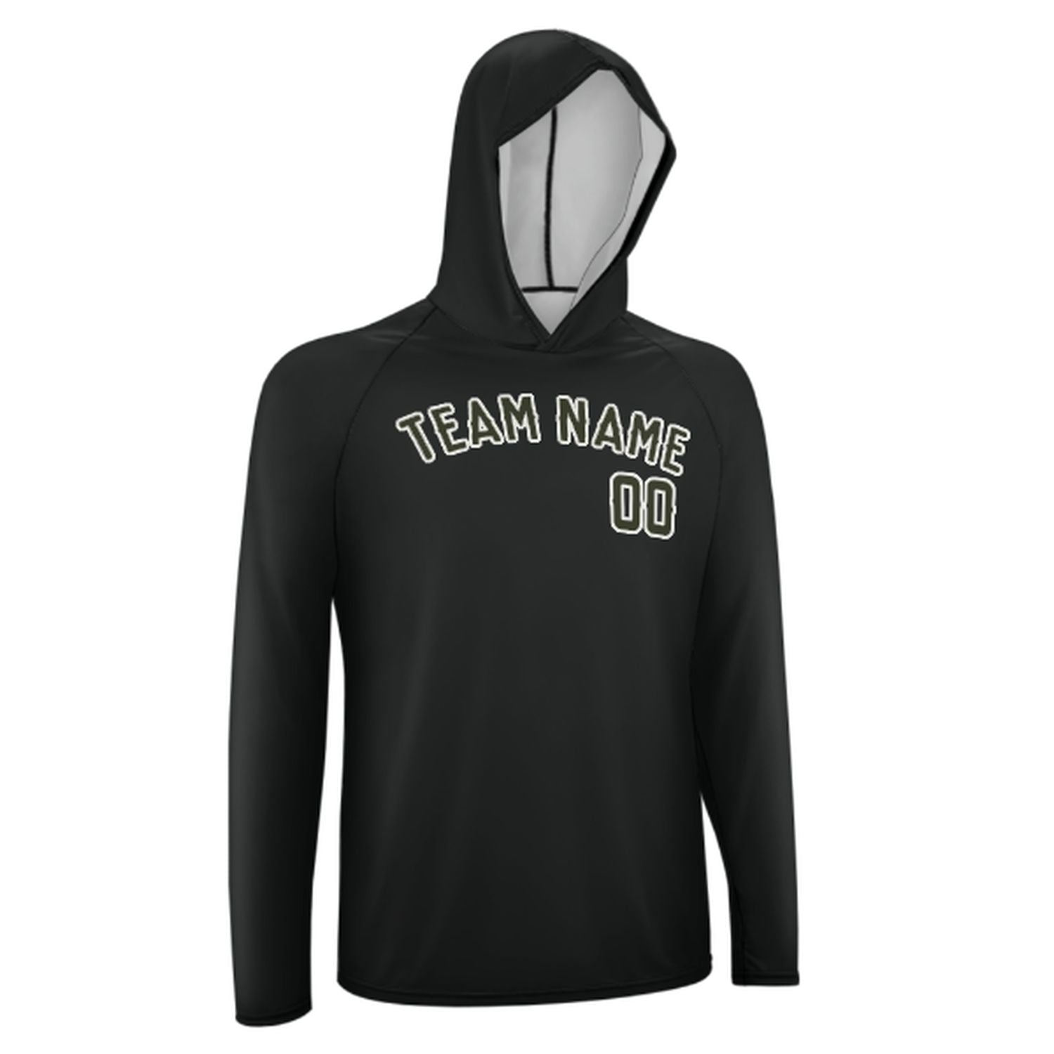 Maßgeschneidertes Schwarz Dunkles Oliv UV-Hoodie