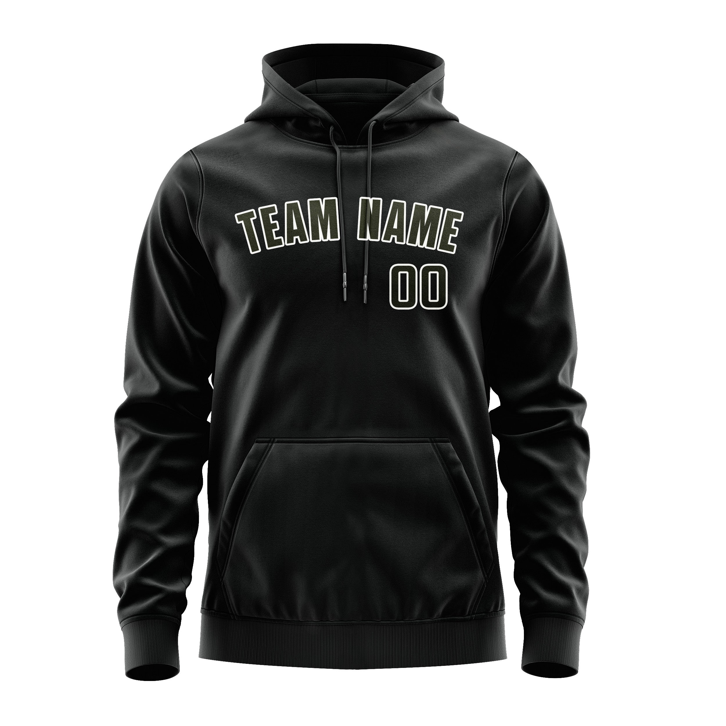 Maßgeschneidertes Schwarz Dunkles Oliv Hoodie