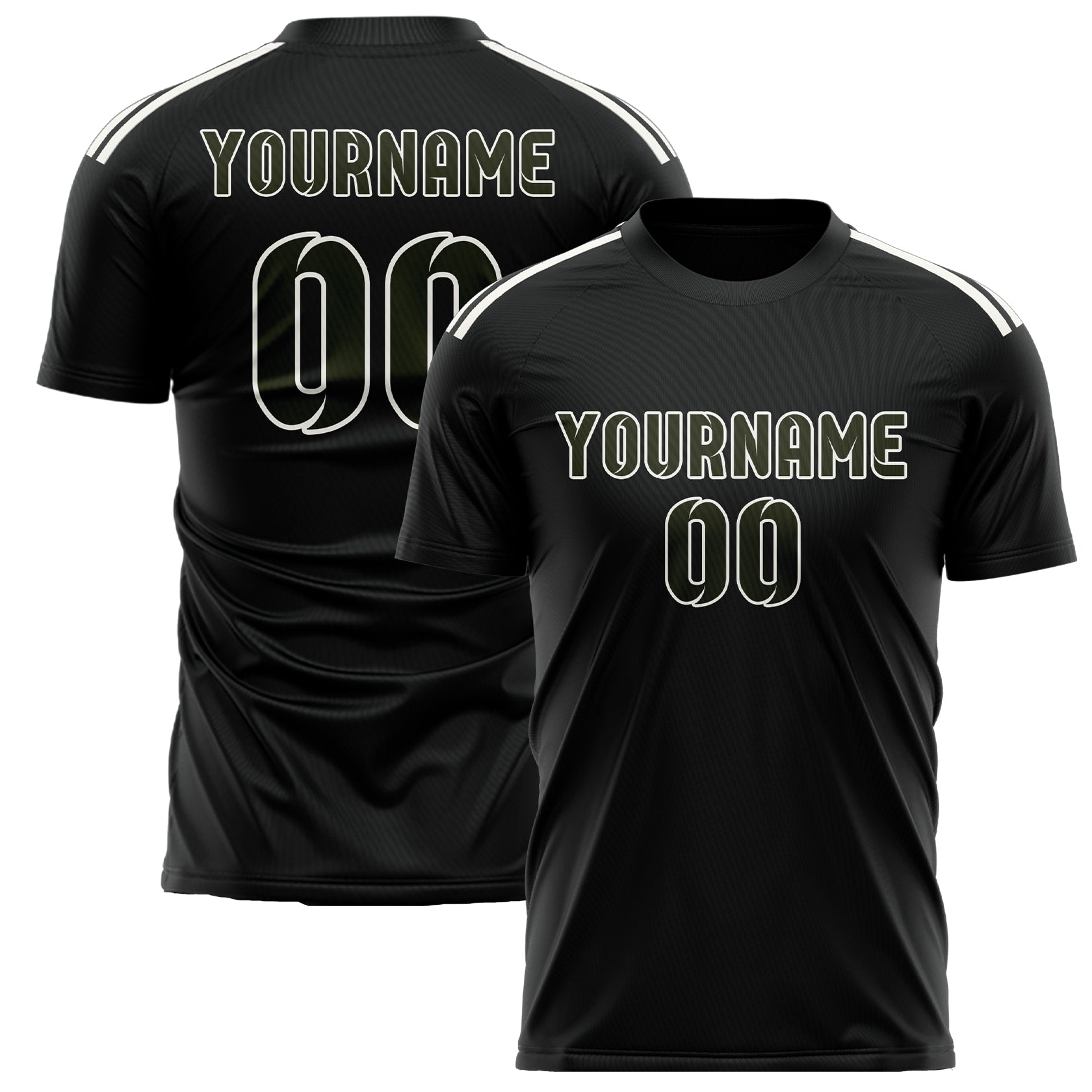 Benutzerdefiniertes Professionelles Schwarz Dunkles Oliv Fußballtrikot