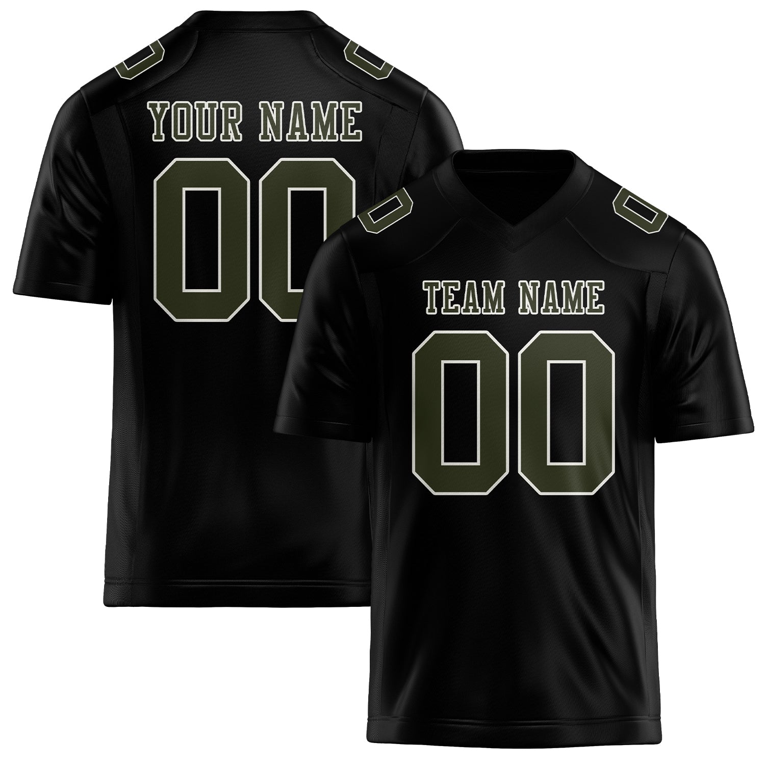 Maßgeschneidertes Professionelles Schwarz Dunkles Oliv Rugbytrikot