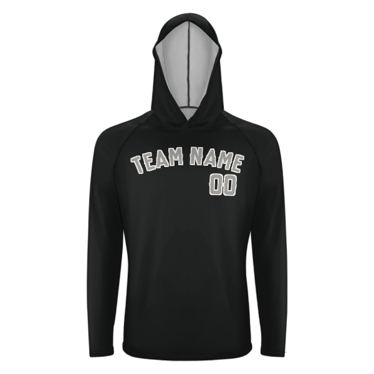 Maßgeschneidertes Schwarz Grau UV-Hoodie