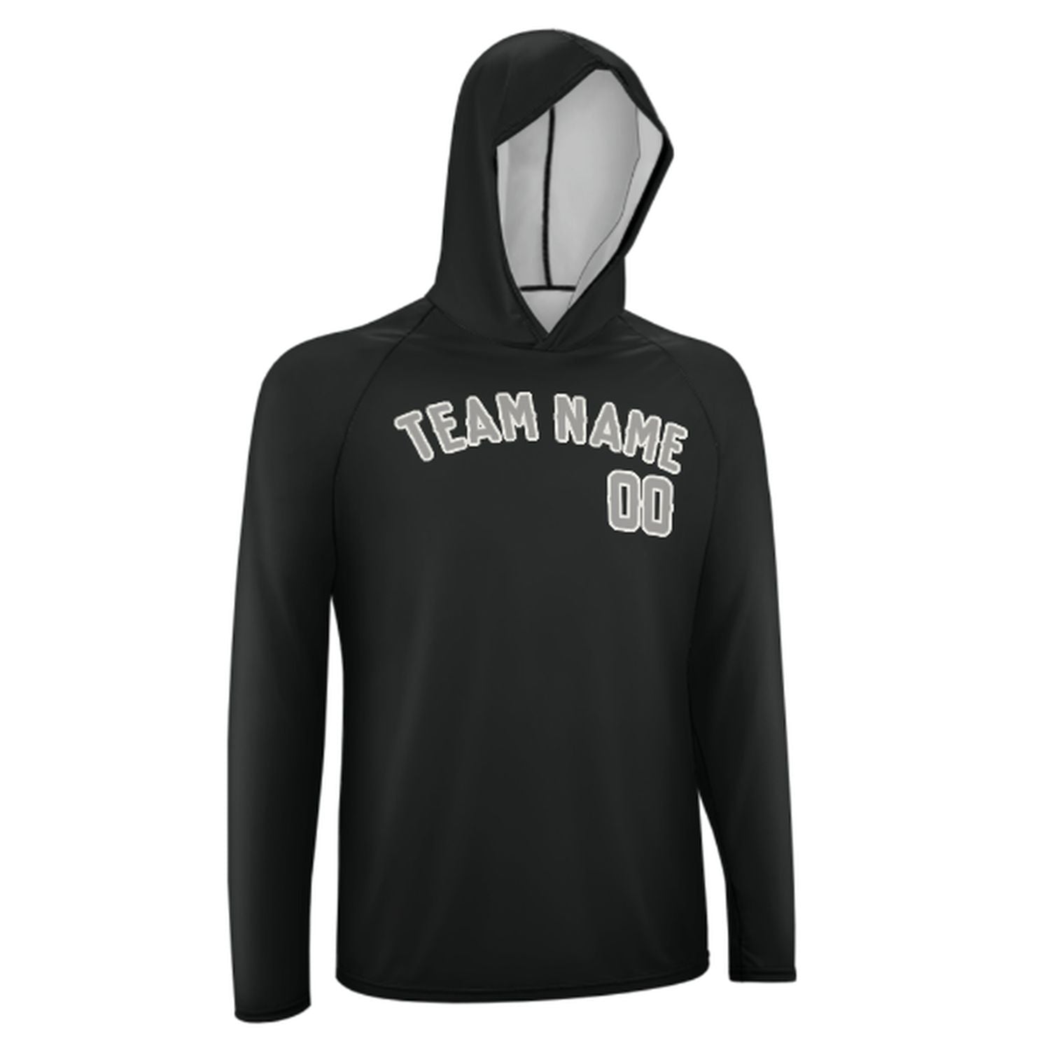 Maßgeschneidertes Schwarz Grau UV-Hoodie