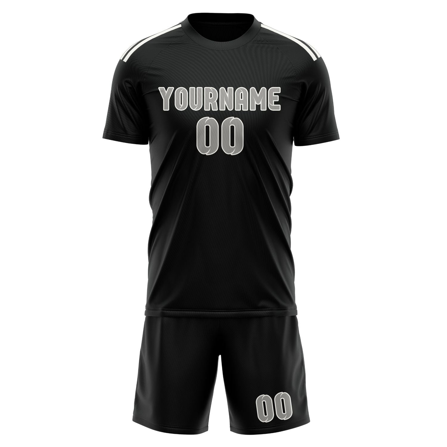 Maßgeschneidertes Professionelles Schwarz Grau Fußballtrikot-Set