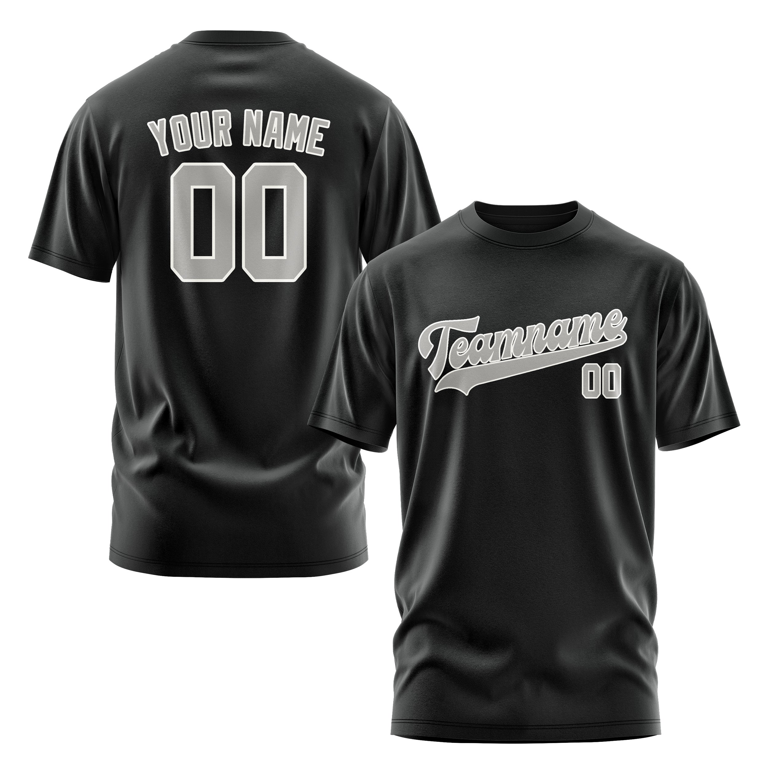 Maßgeschneidertes Schwarz Grau T-Shirt